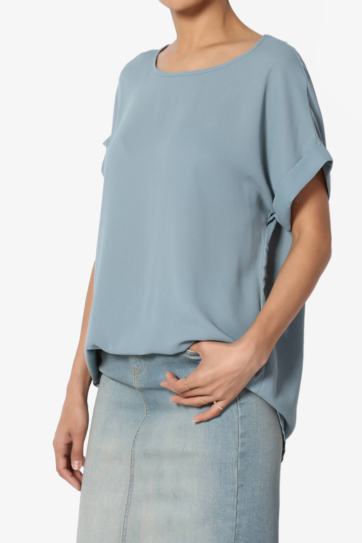 Juliette Boat Neck Chiffon Top DUSTY BLUE_3