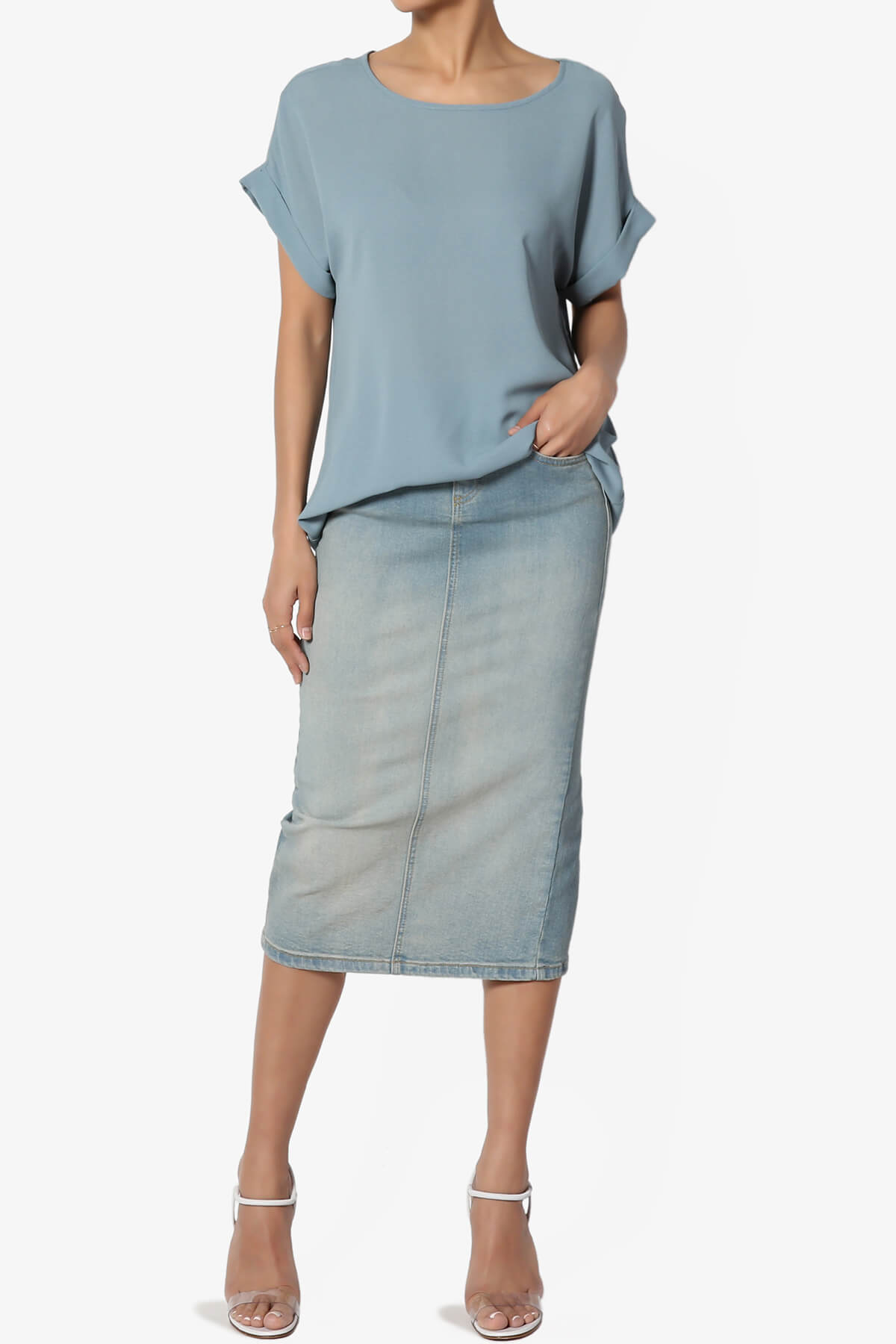 Juliette Boat Neck Chiffon Top DUSTY BLUE_6