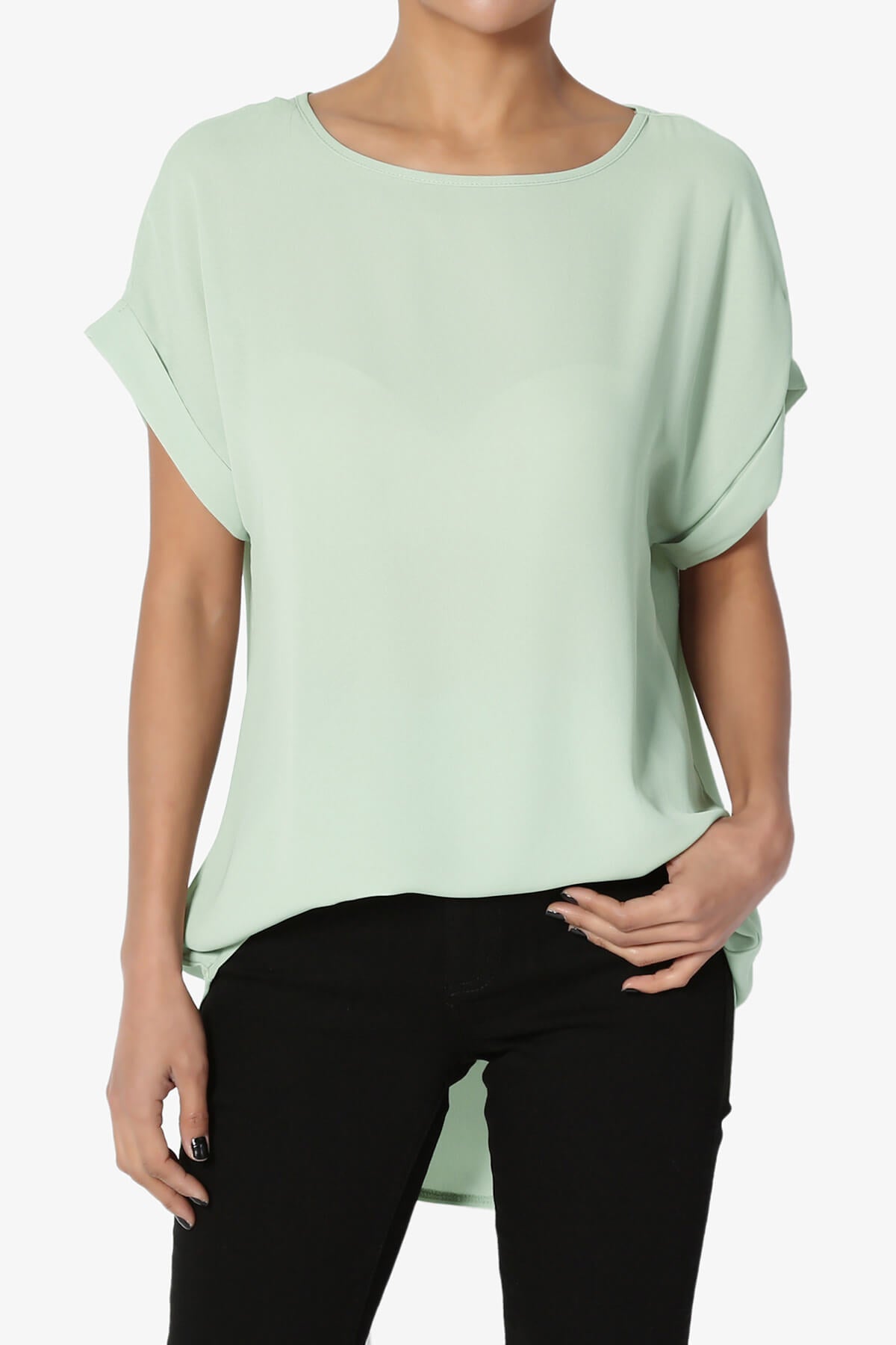 Juliette Boat Neck Chiffon Top DUSTY MINT_1