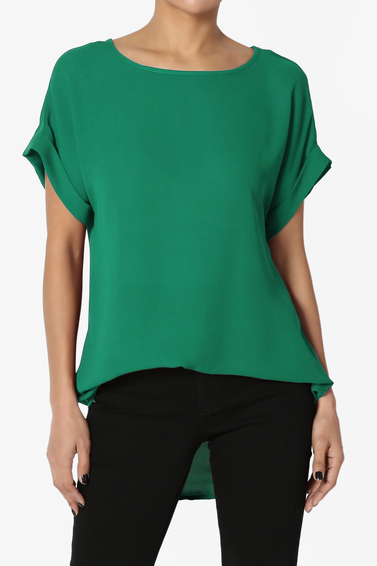Juliette Boat Neck Chiffon Top FOREST GREEN_1