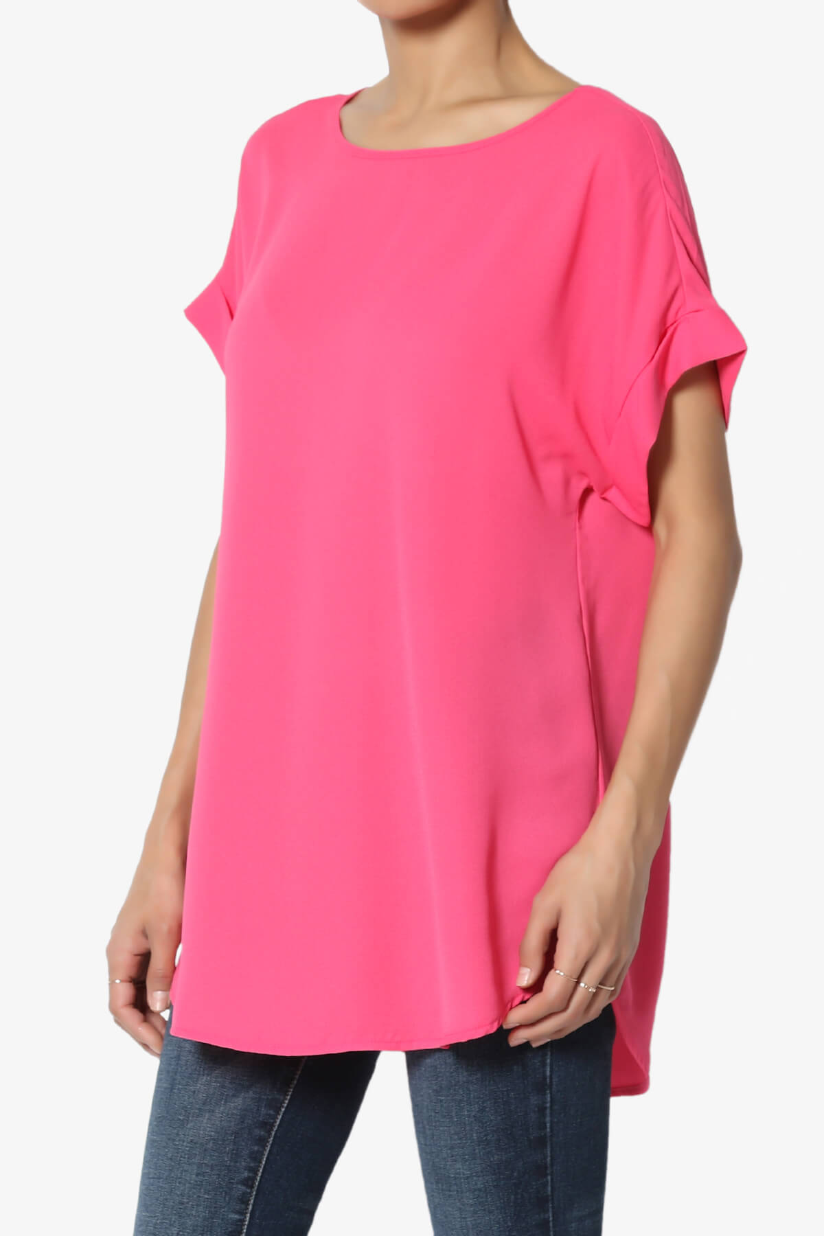 Juliette Boat Neck Chiffon Top FUCHSIA_3