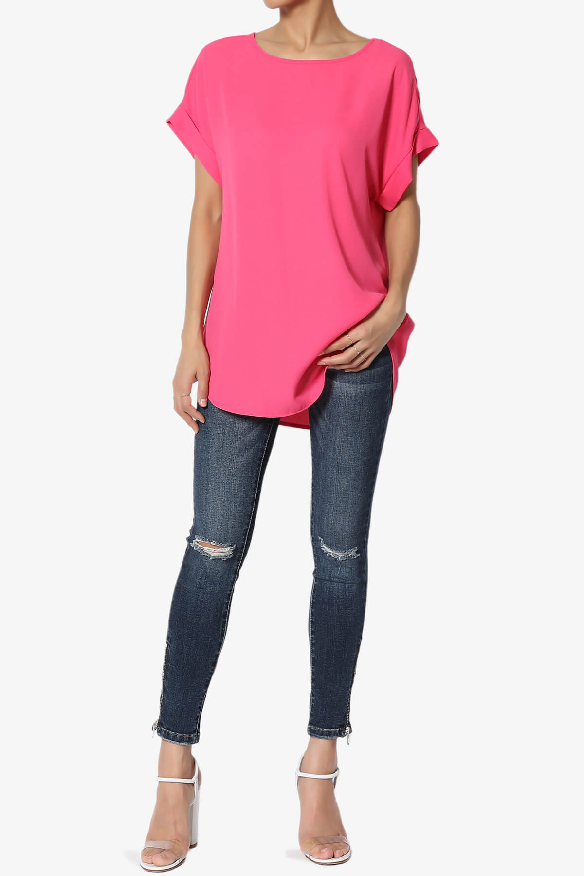 Juliette Boat Neck Chiffon Top FUCHSIA_6