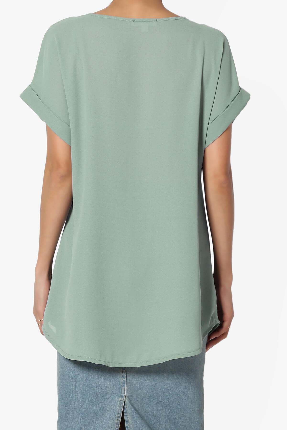 Juliette Boat Neck Chiffon Top LIGHT GREEN_2