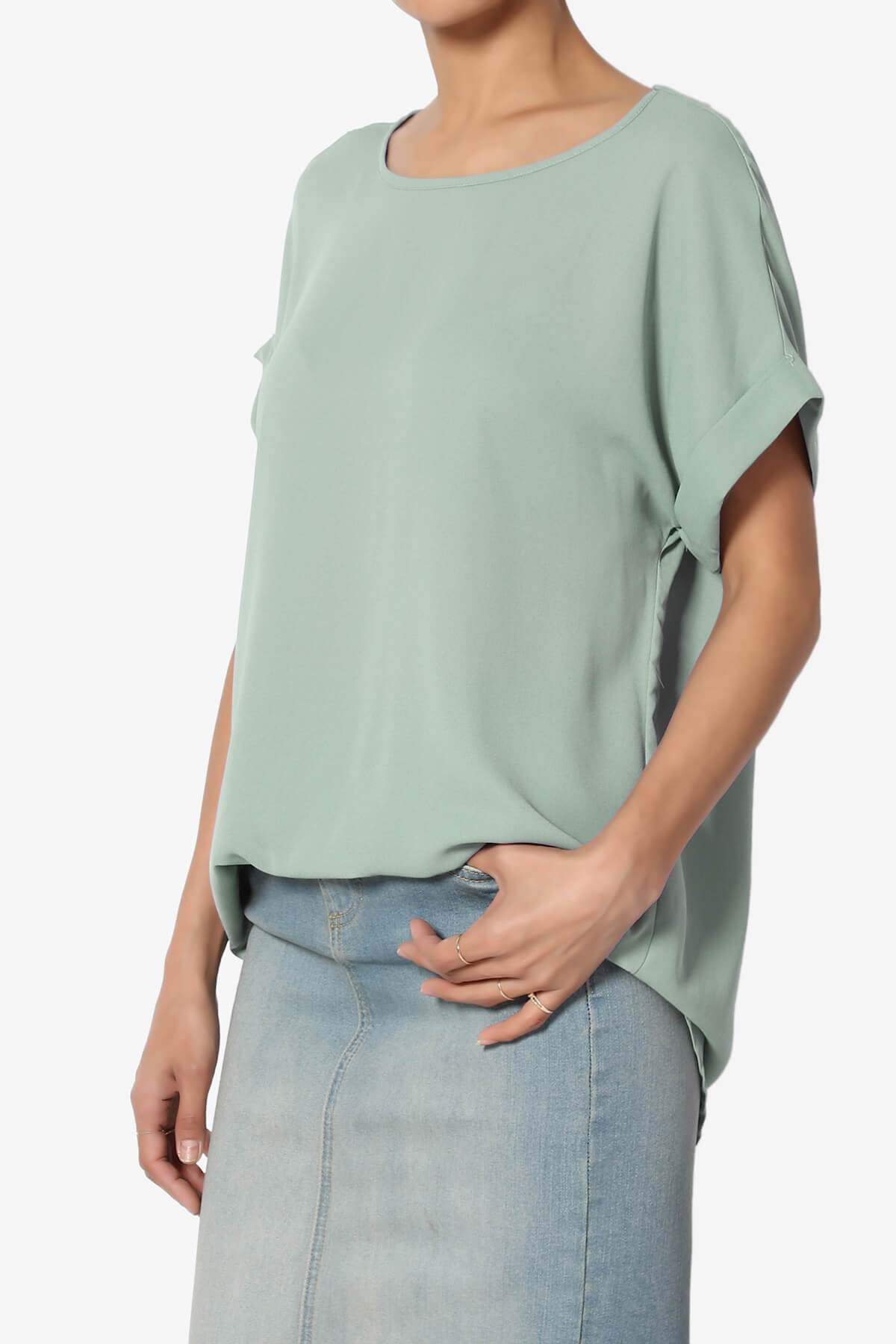 Juliette Boat Neck Chiffon Top LIGHT GREEN_3