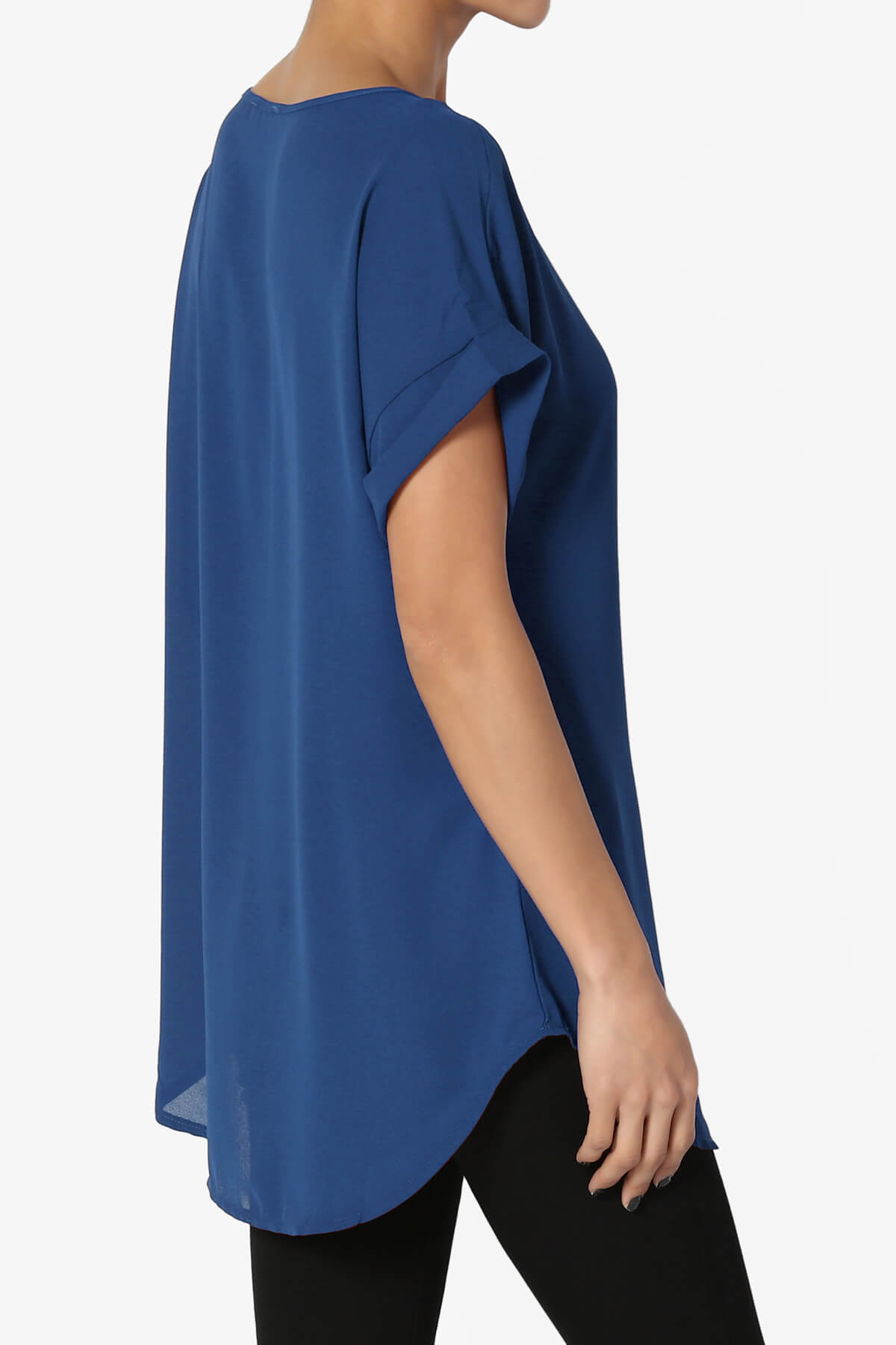 Juliette Boat Neck Chiffon Top MID NAVY_4