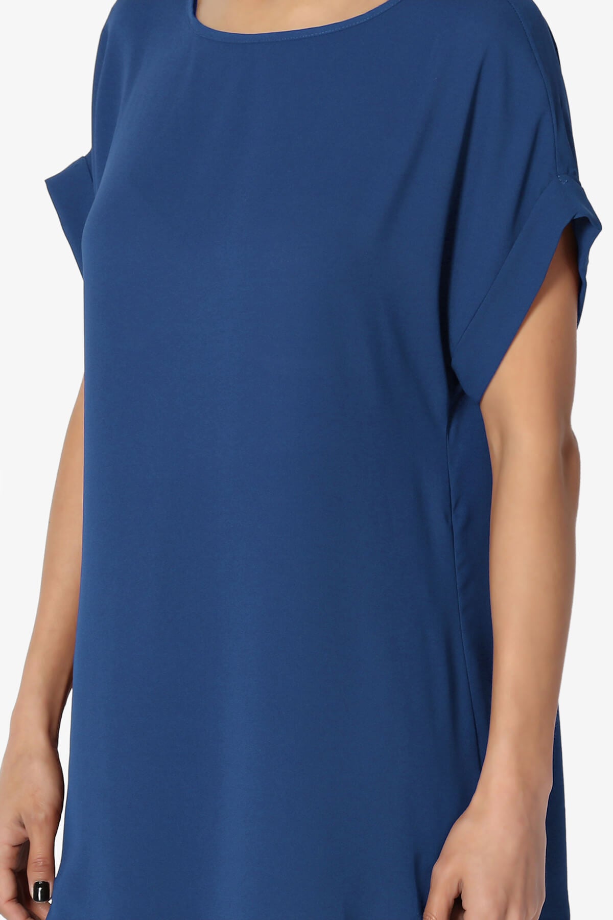 Juliette Boat Neck Chiffon Top MID NAVY_5