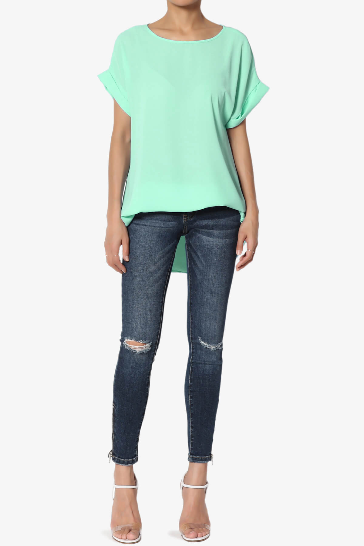 Juliette Boat Neck Chiffon Top MINT_6