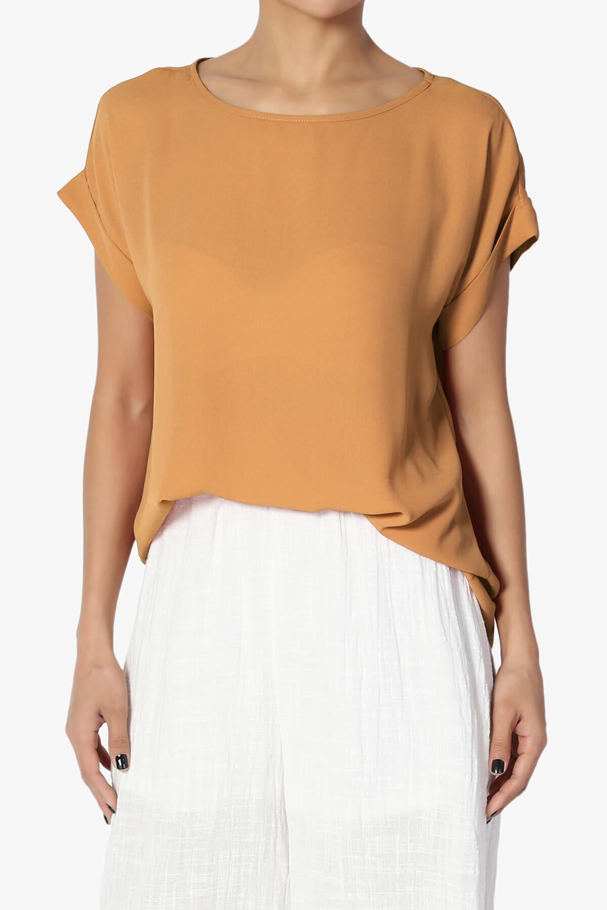 Juliette Boat Neck Chiffon Top MUSTARD_1