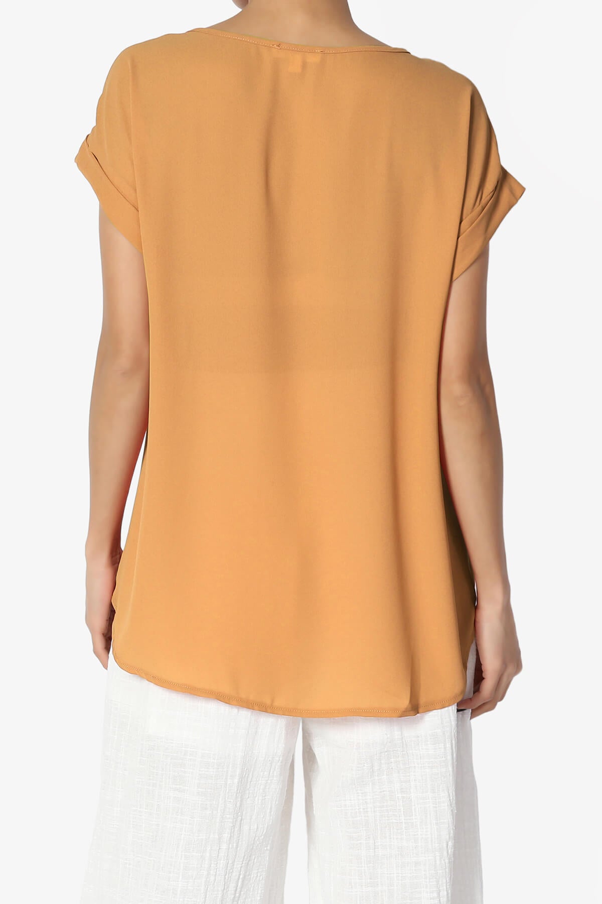 Juliette Boat Neck Chiffon Top MUSTARD_2