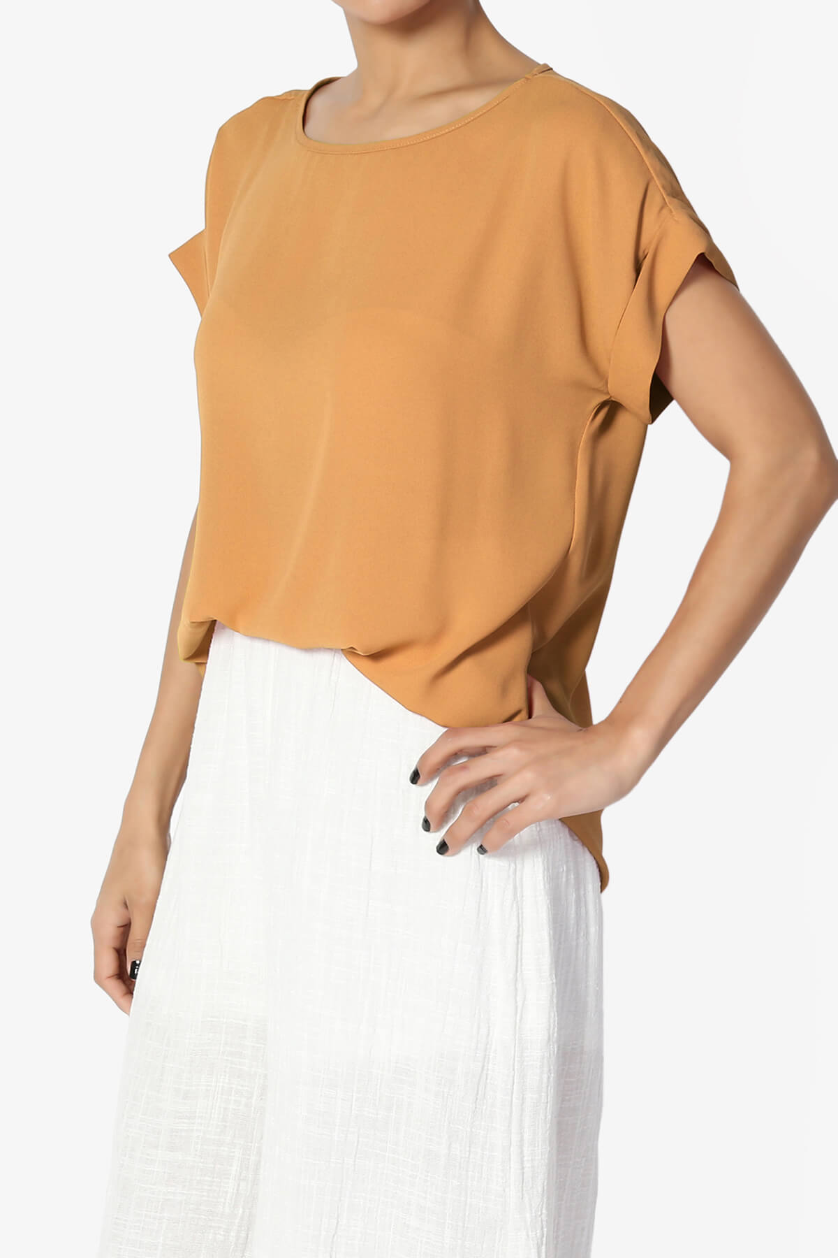 Juliette Boat Neck Chiffon Top MUSTARD_3