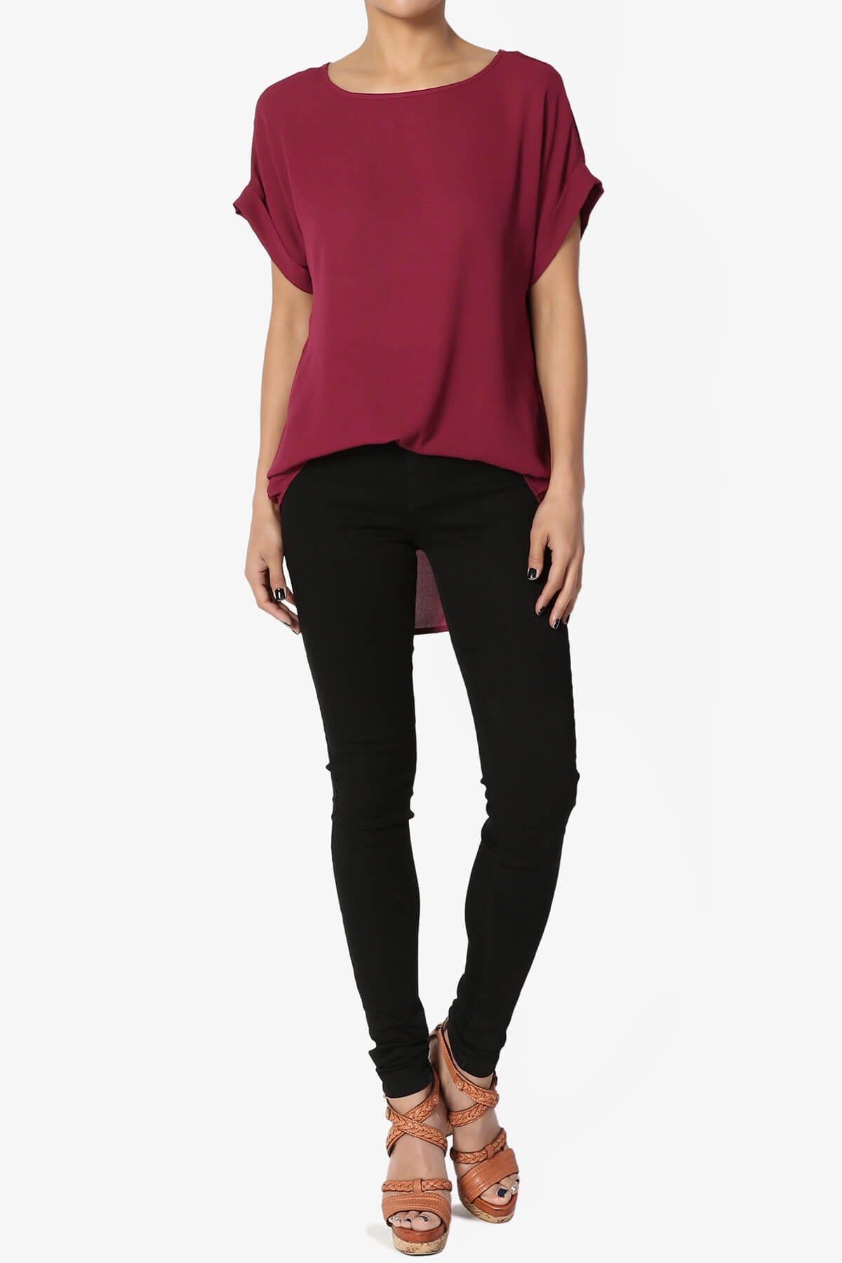 Juliette Boat Neck Chiffon Top WINE_6