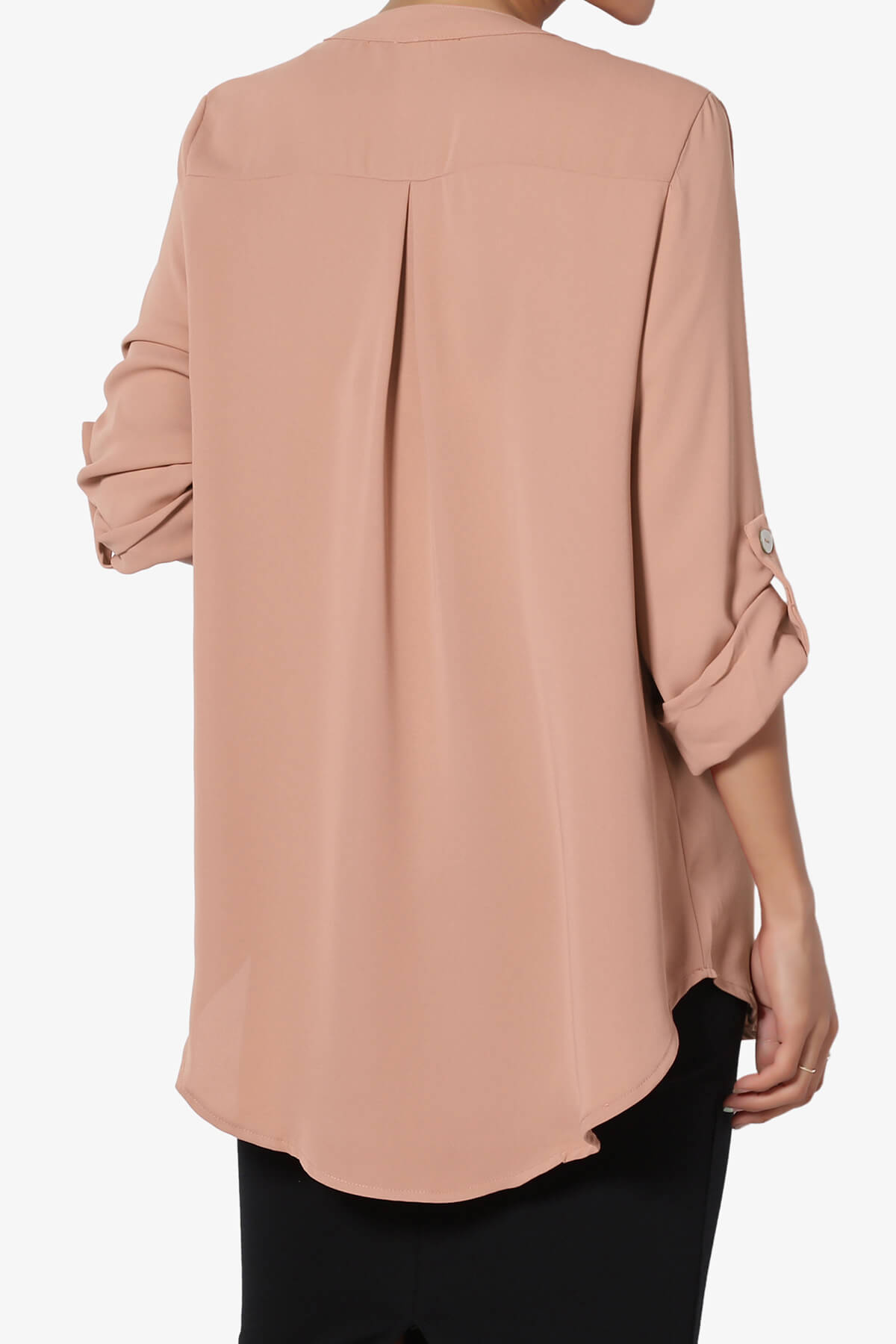 Alia Shirred Split Neck Blouse EGG SHELL_2