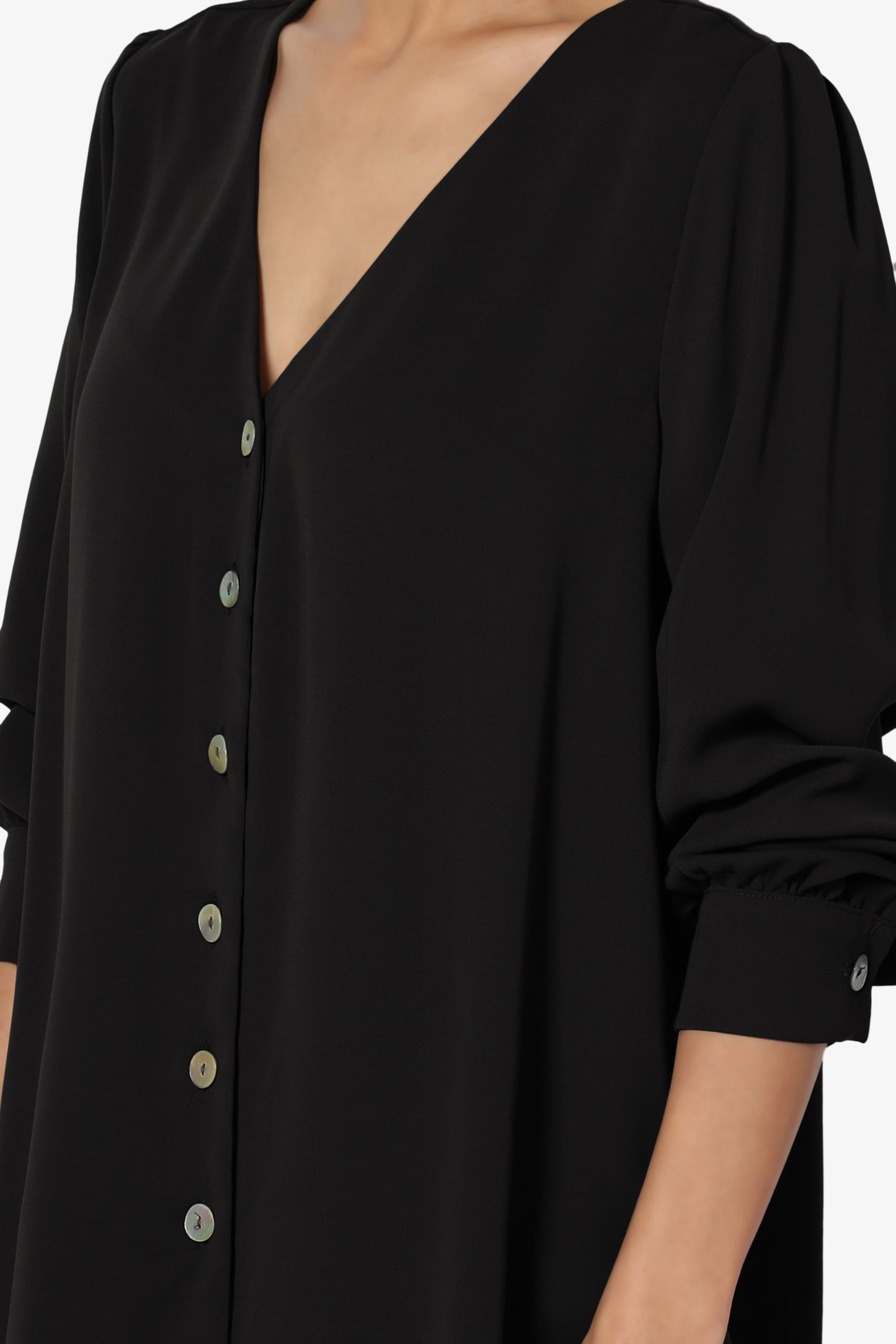 Leena V-Neck Button Front Blouse - TheMogan