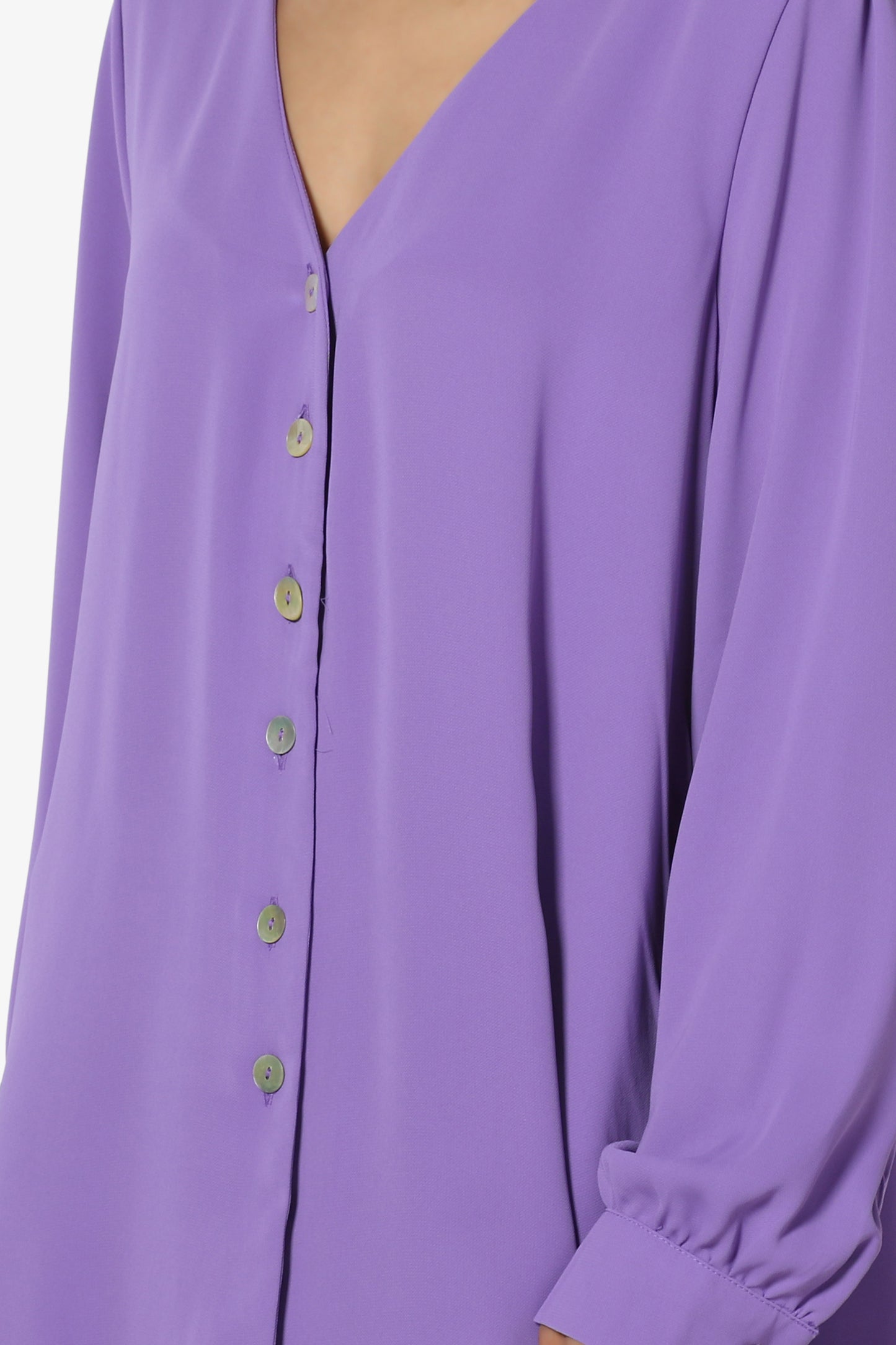 Leena V-Neck Button Front Blouse - TheMogan