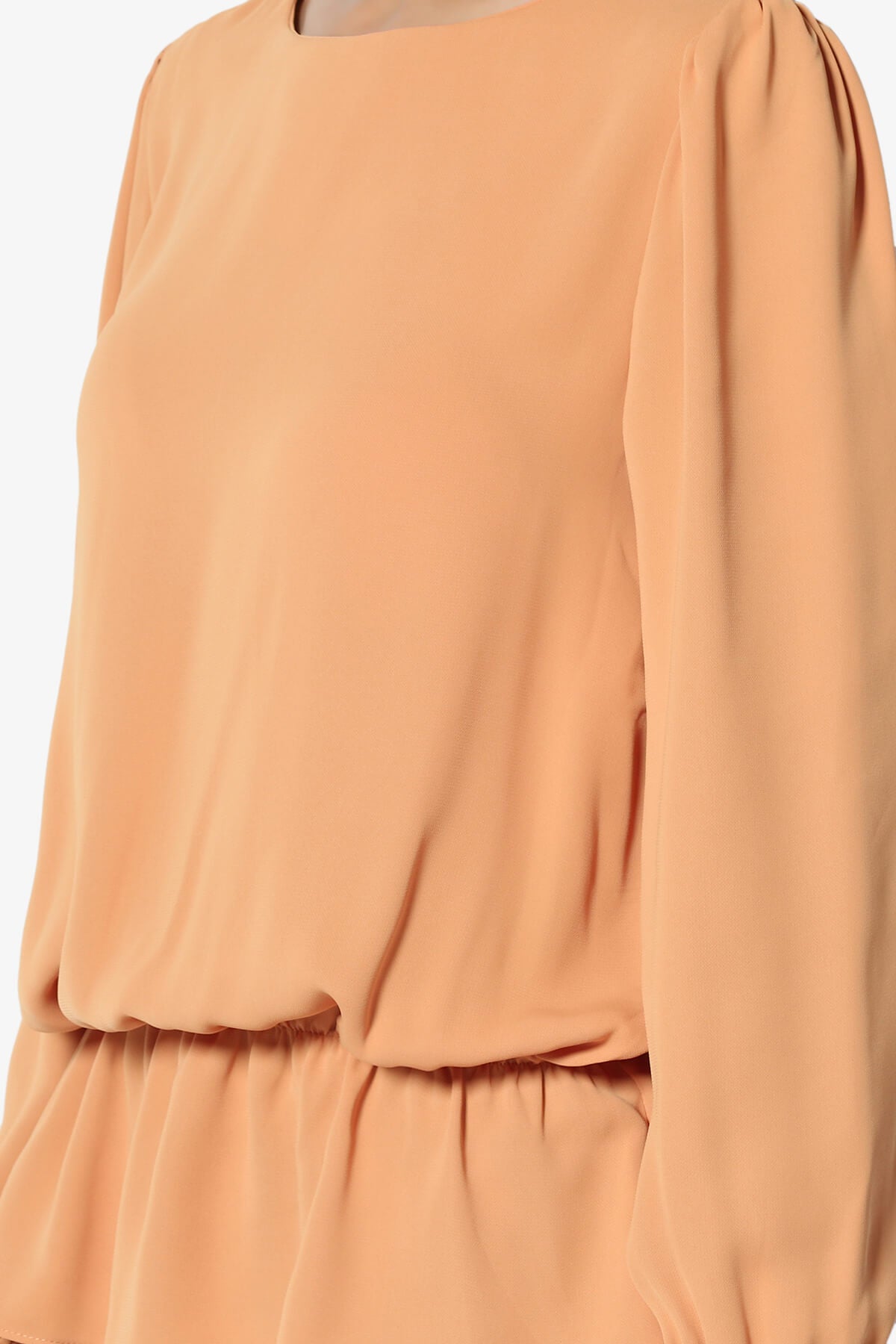 Adriel Puff Sleeve Ruffle Peplum Blouse BUTTER ORANGE_5
