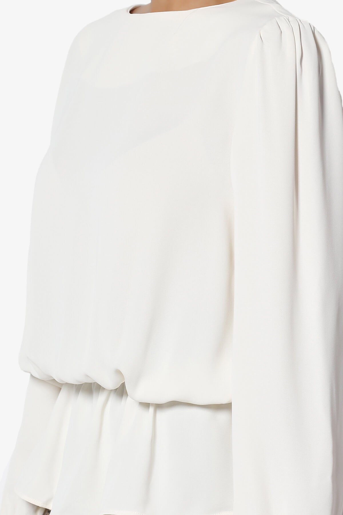 Adriel Puff Sleeve Ruffle Peplum Blouse CREAM_5