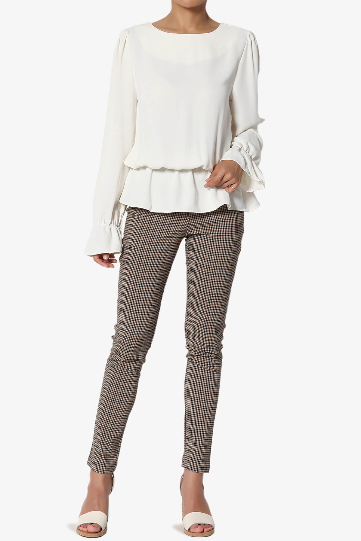 Adriel Puff Sleeve Ruffle Peplum Blouse CREAM_6