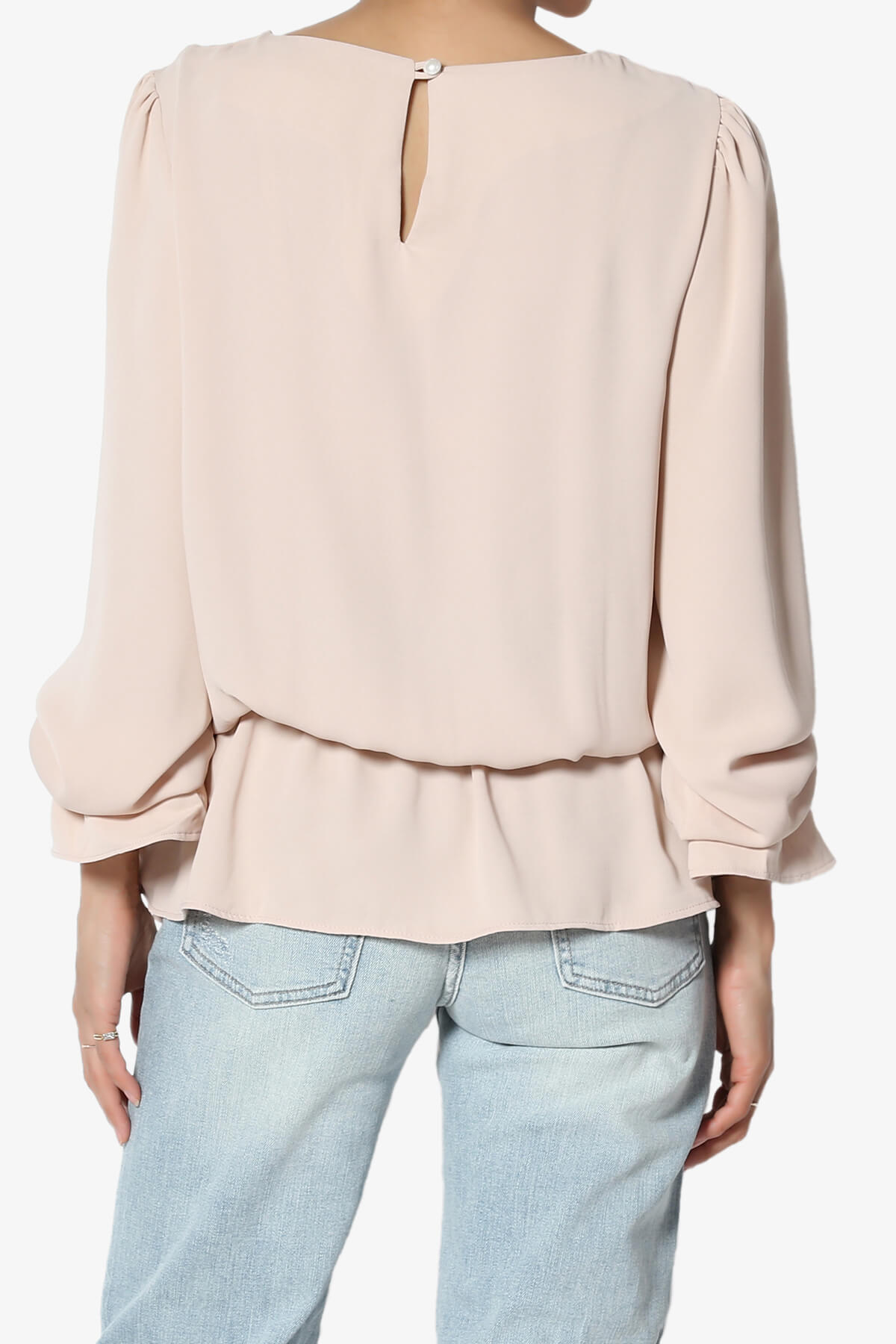 Adriel Puff Sleeve Ruffle Peplum Blouse DUSTY BLUSH_2
