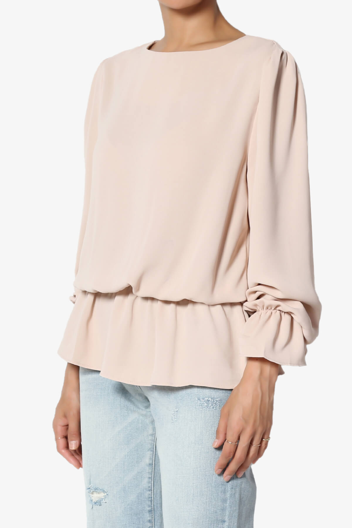 Adriel Puff Sleeve Ruffle Peplum Blouse DUSTY BLUSH_3