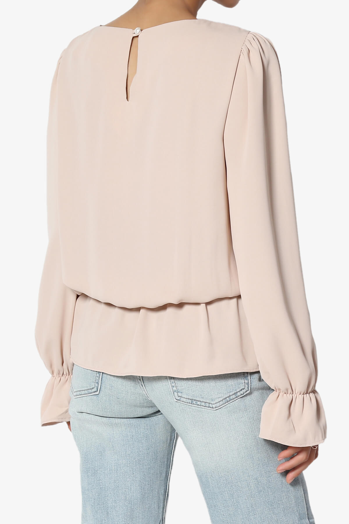 Adriel Puff Sleeve Ruffle Peplum Blouse DUSTY BLUSH_4