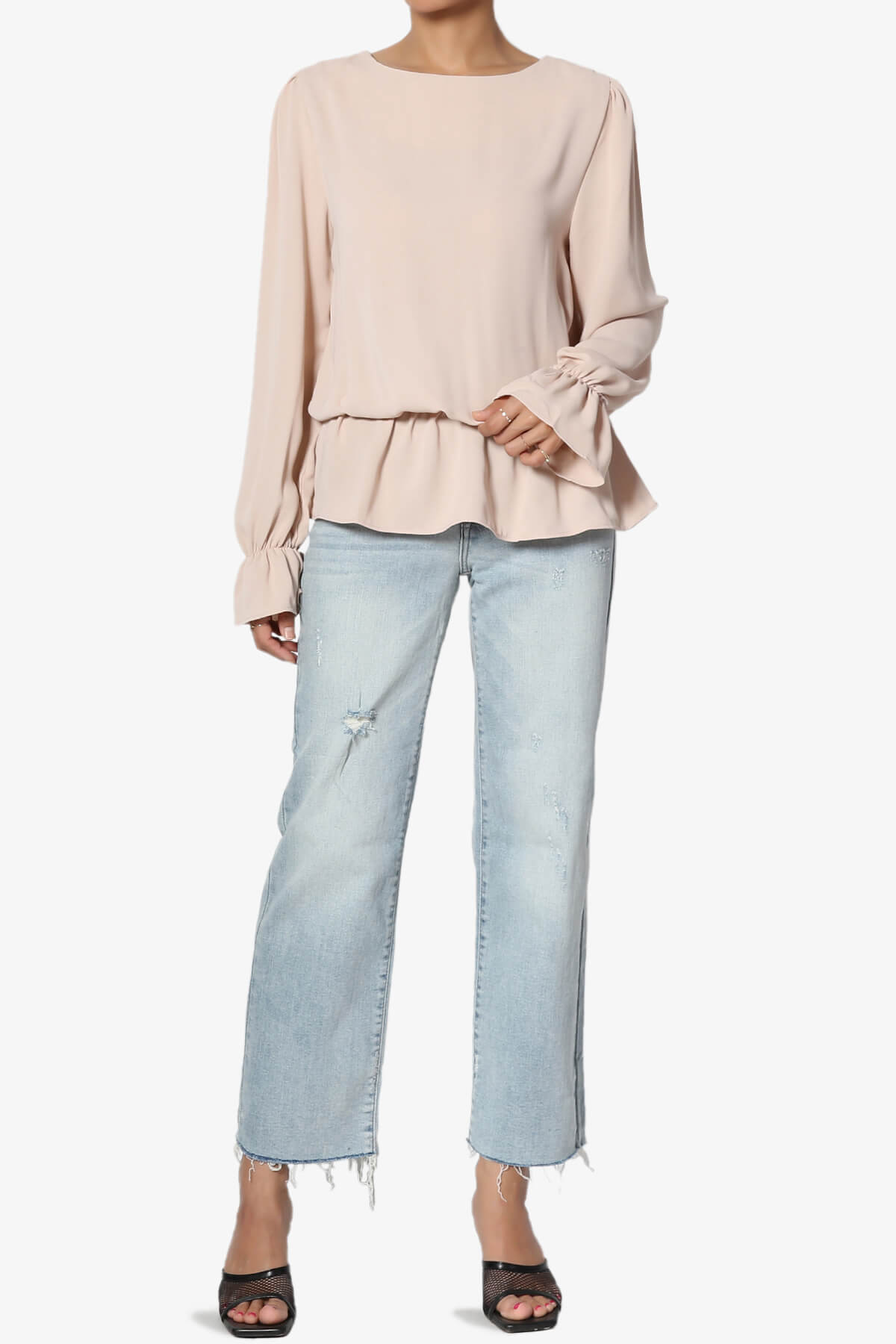 Adriel Puff Sleeve Ruffle Peplum Blouse DUSTY BLUSH_6