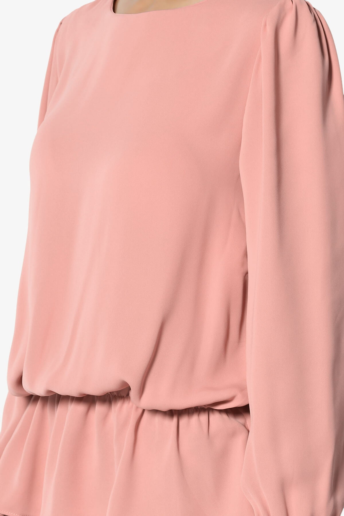 Adriel Puff Sleeve Ruffle Peplum Blouse DUSTY ROSE_5