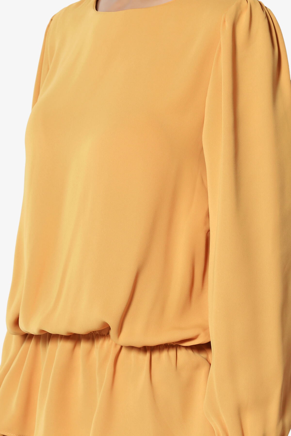 Adriel Puff Sleeve Ruffle Peplum Blouse GOLDEN MUSTARD_5