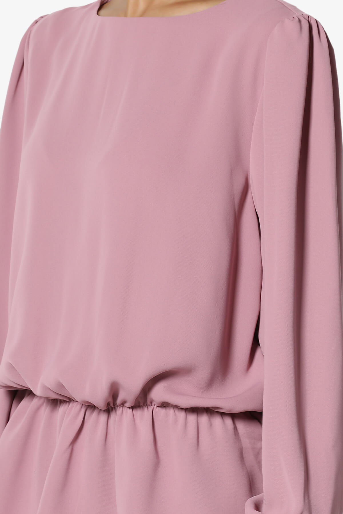 Adriel Puff Sleeve Ruffle Peplum Blouse LIGHT ROSE_5