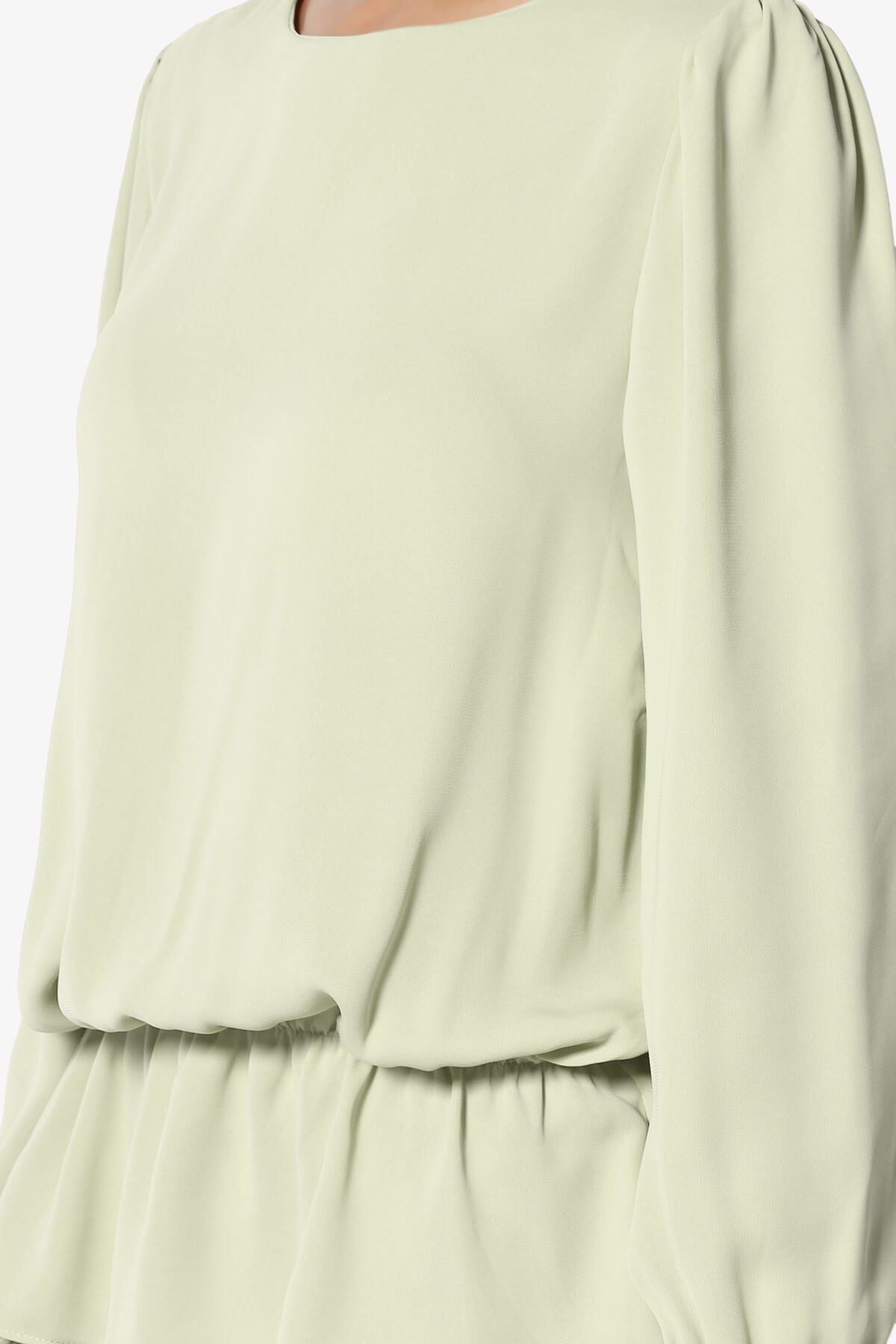 Adriel Puff Sleeve Ruffle Peplum Blouse LIGHT SAGE_5
