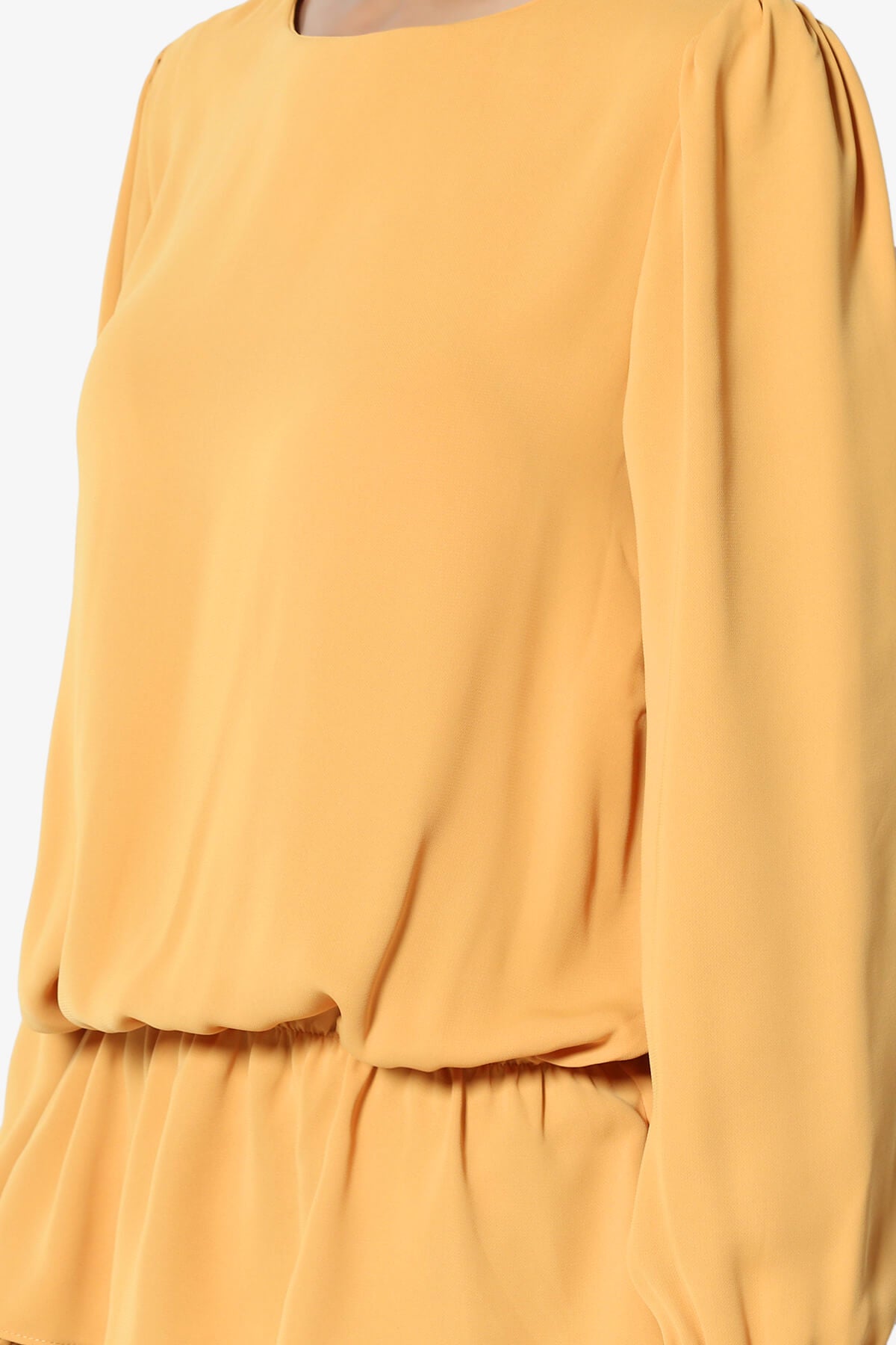 Adriel Puff Sleeve Ruffle Peplum Blouse MUSTARD_5