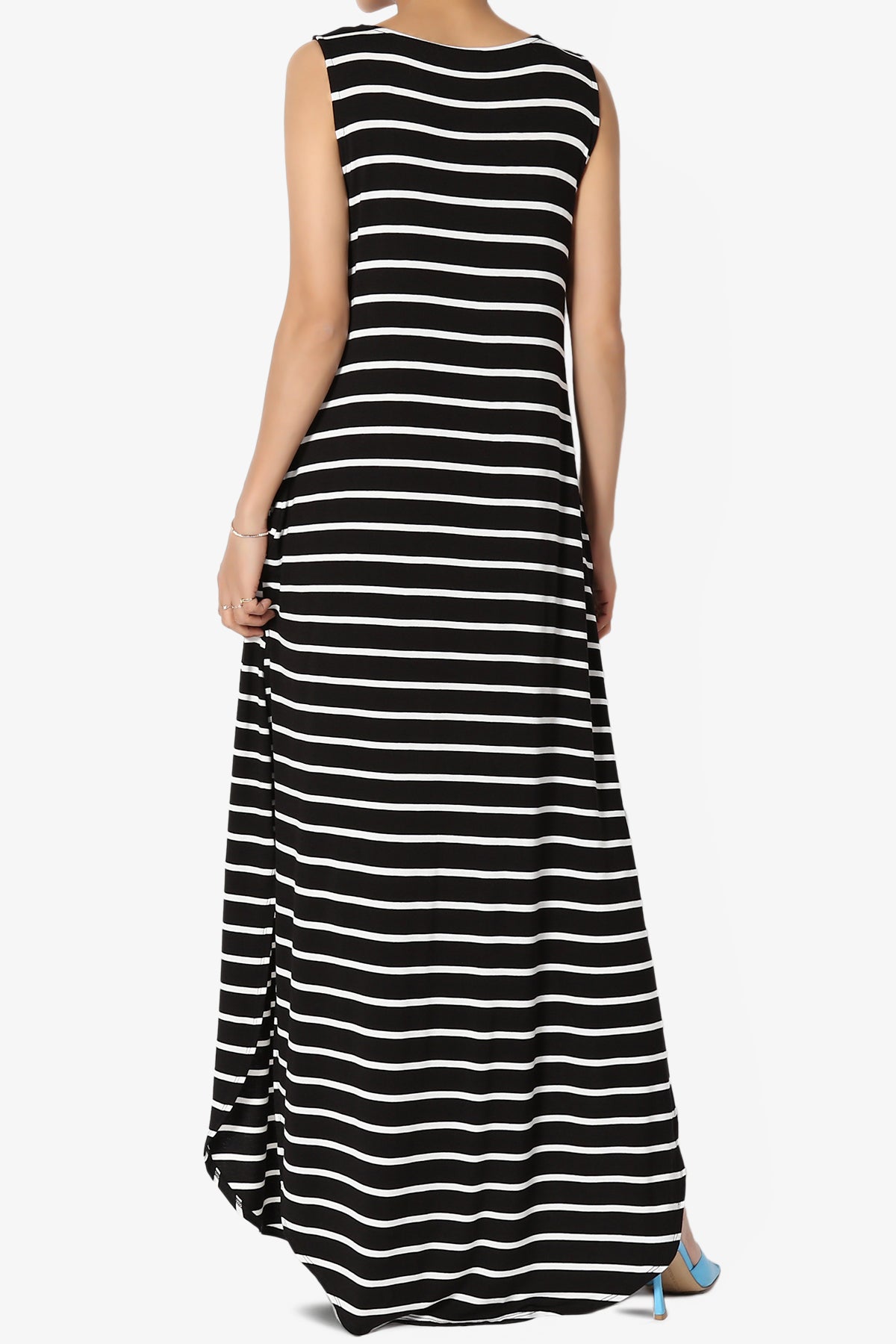 Lanie Striped Sleeveless Split Hem Maxi Dress