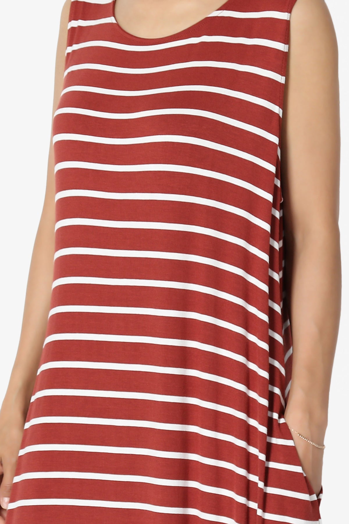 Lanie Striped Sleeveless Split Hem Maxi Dress PLUS