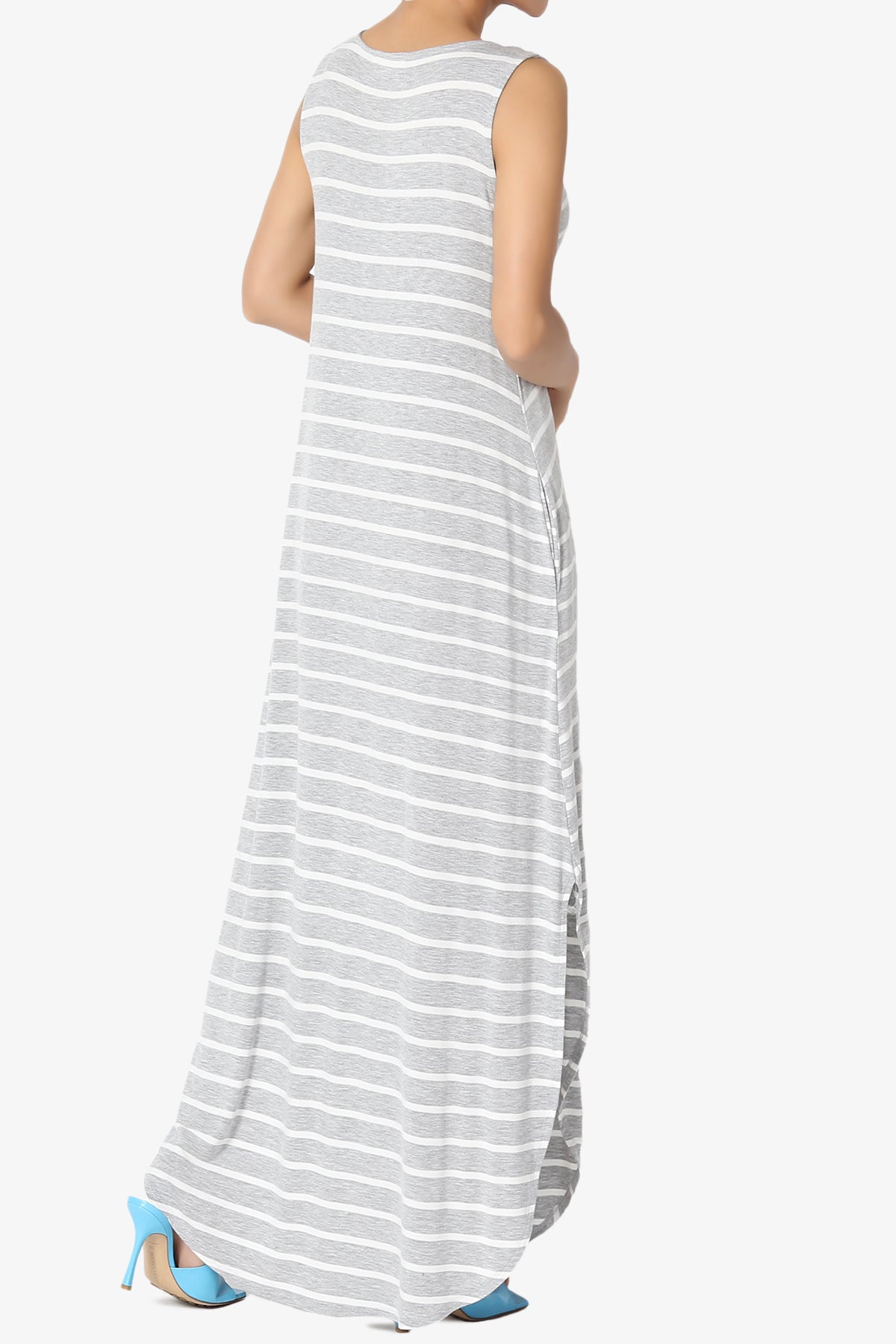 Lanie Striped Sleeveless Split Hem Maxi Dress