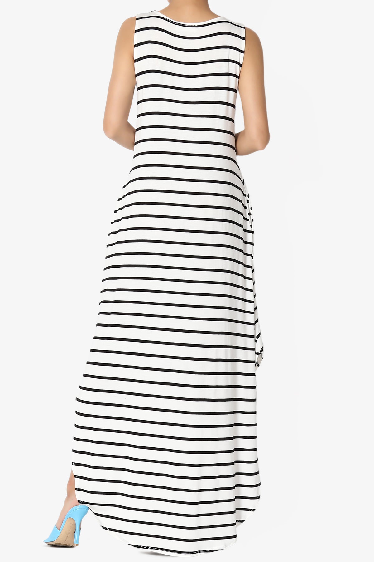 Lanie Striped Sleeveless Split Hem Maxi Dress PLUS
