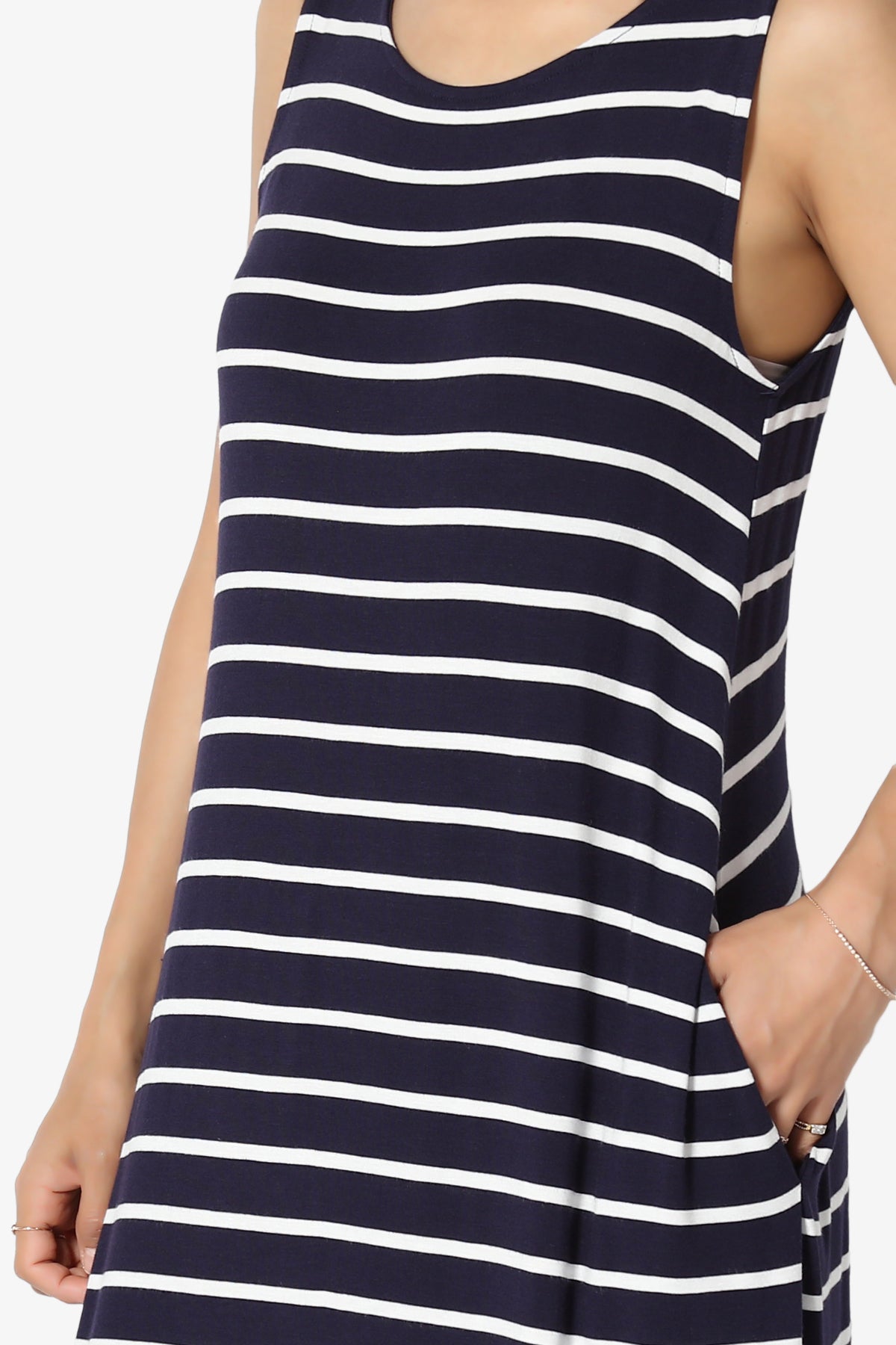 Lanie Striped Sleeveless Split Hem Maxi Dress PLUS