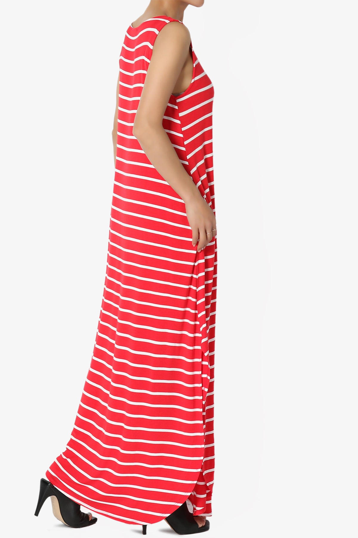 Lanie Striped Sleeveless Split Hem Maxi Dress