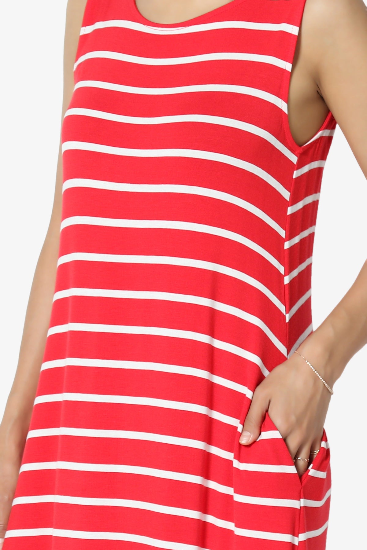 Lanie Striped Sleeveless Split Hem Maxi Dress PLUS