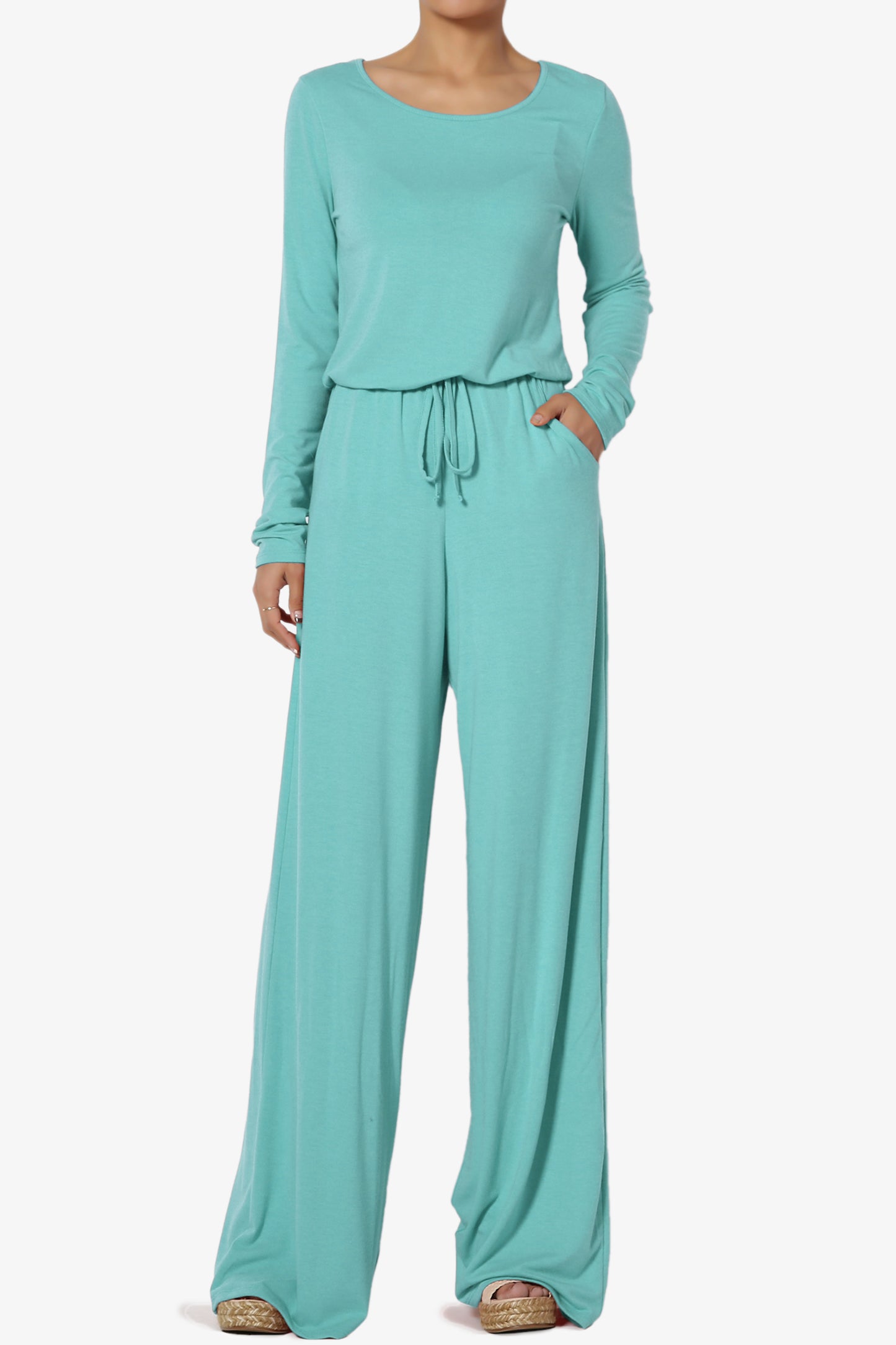 Xaren Long Sleeve Lounge Jumpsuit TALL ASH MINT_1
