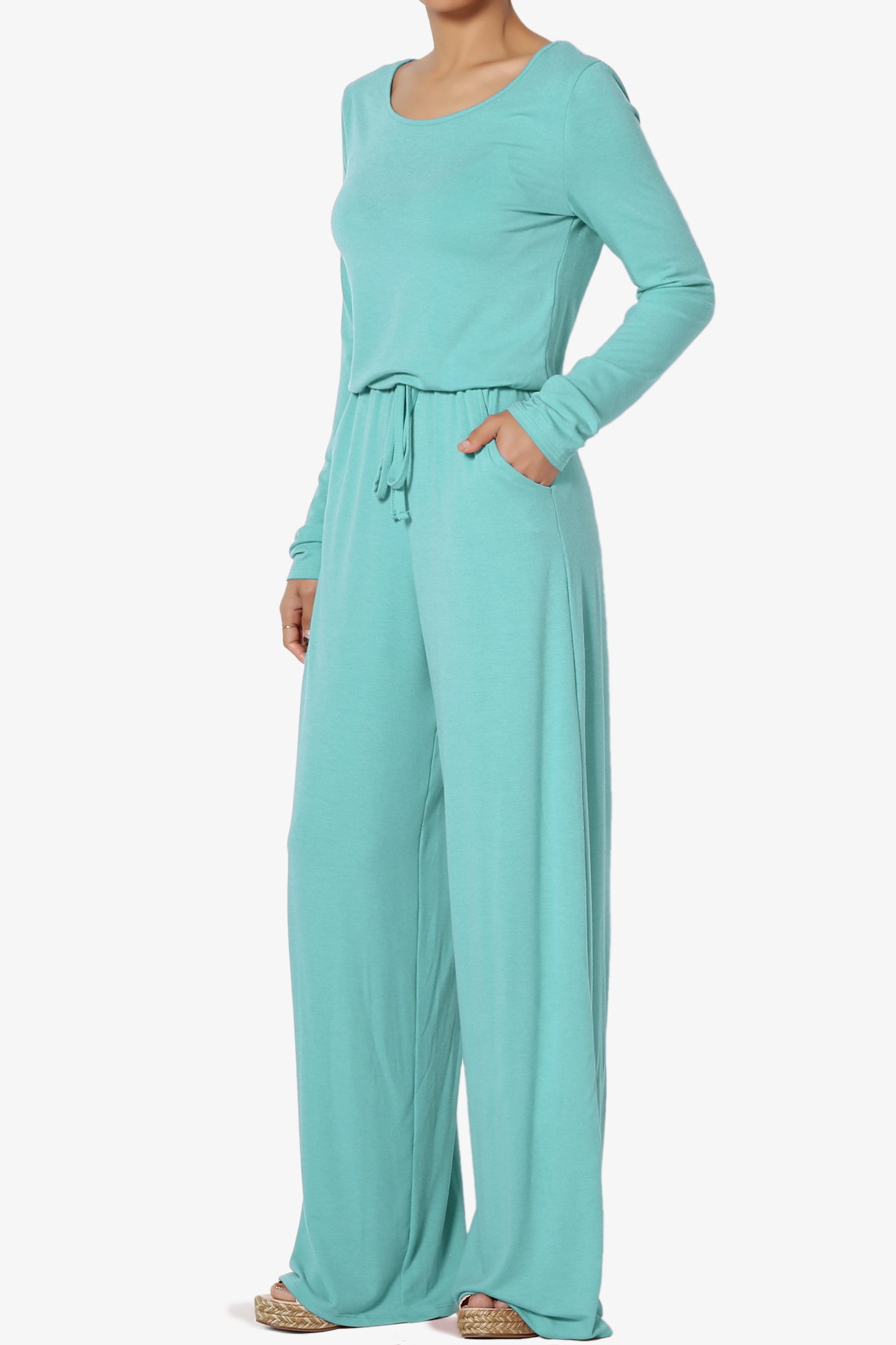 Xaren Long Sleeve Lounge Jumpsuit TALL ASH MINT_3