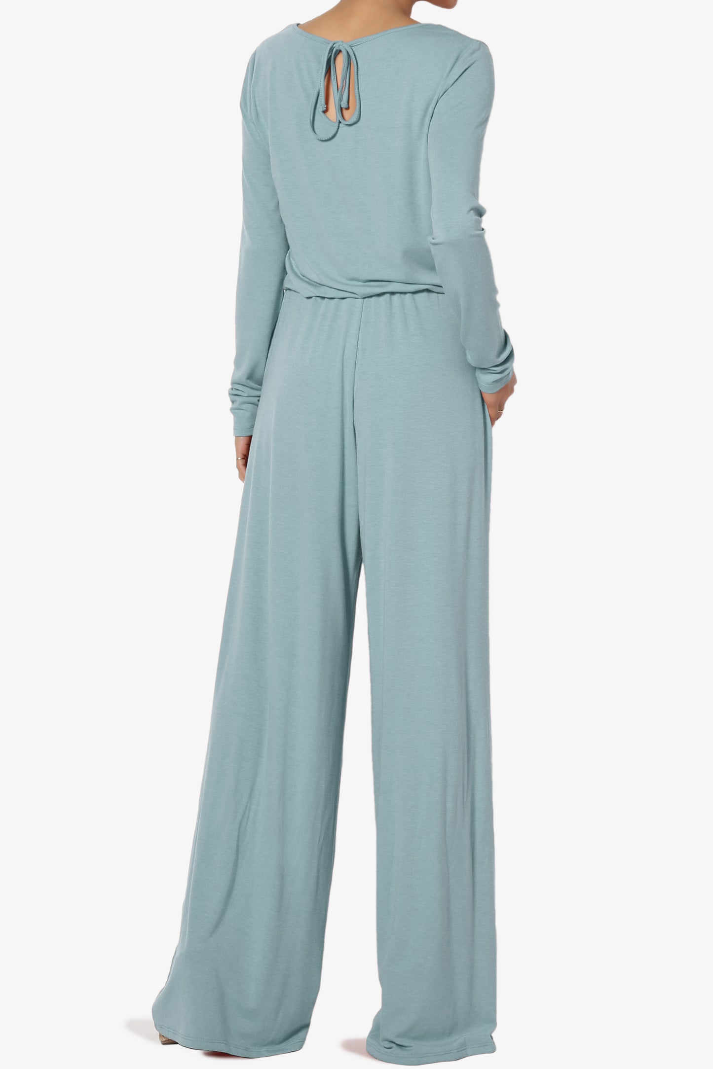 Xaren Long Sleeve Lounge Jumpsuit TALL DUSTY BLUE_2