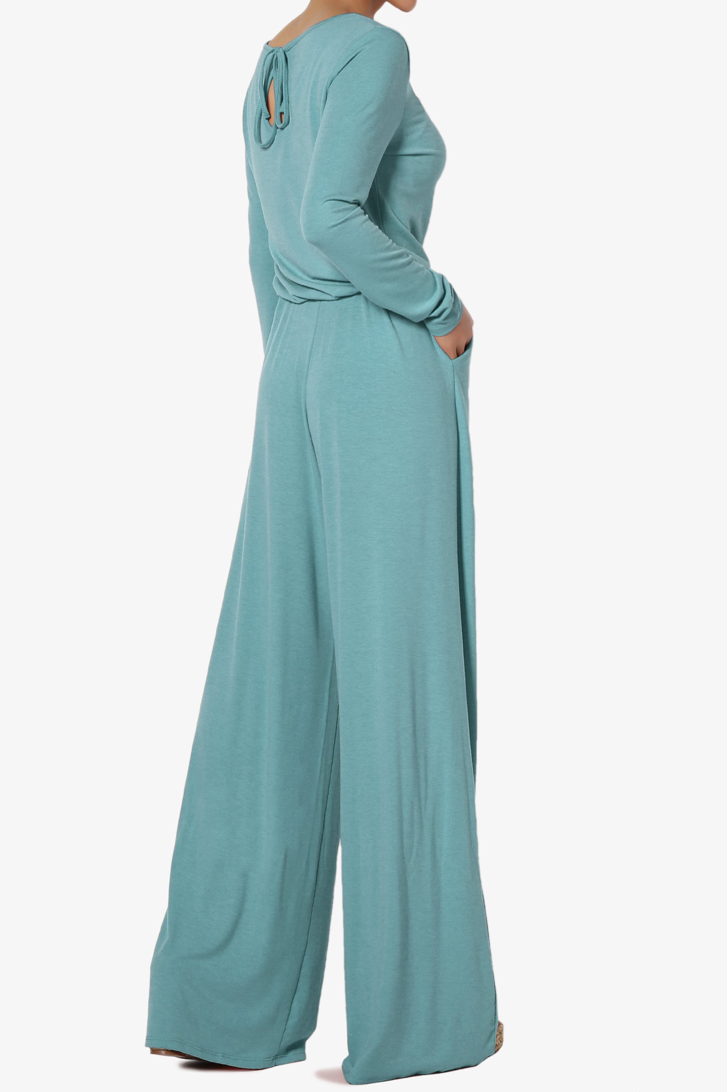 Xaren Long Sleeve Lounge Jumpsuit TALL DUSTY TEAL_4