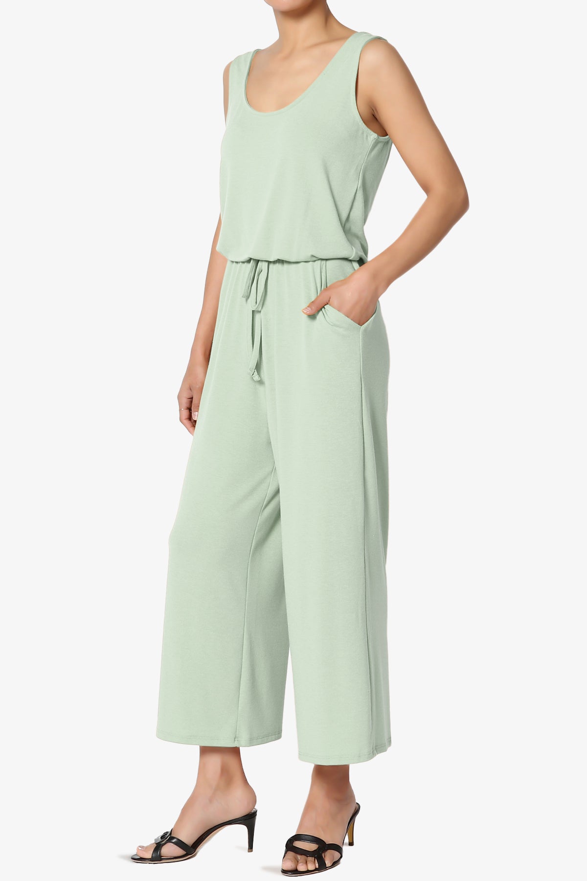 Xaren Sleeveless Blouson Culotte  Jumpsuit LIGHT SAGE_3