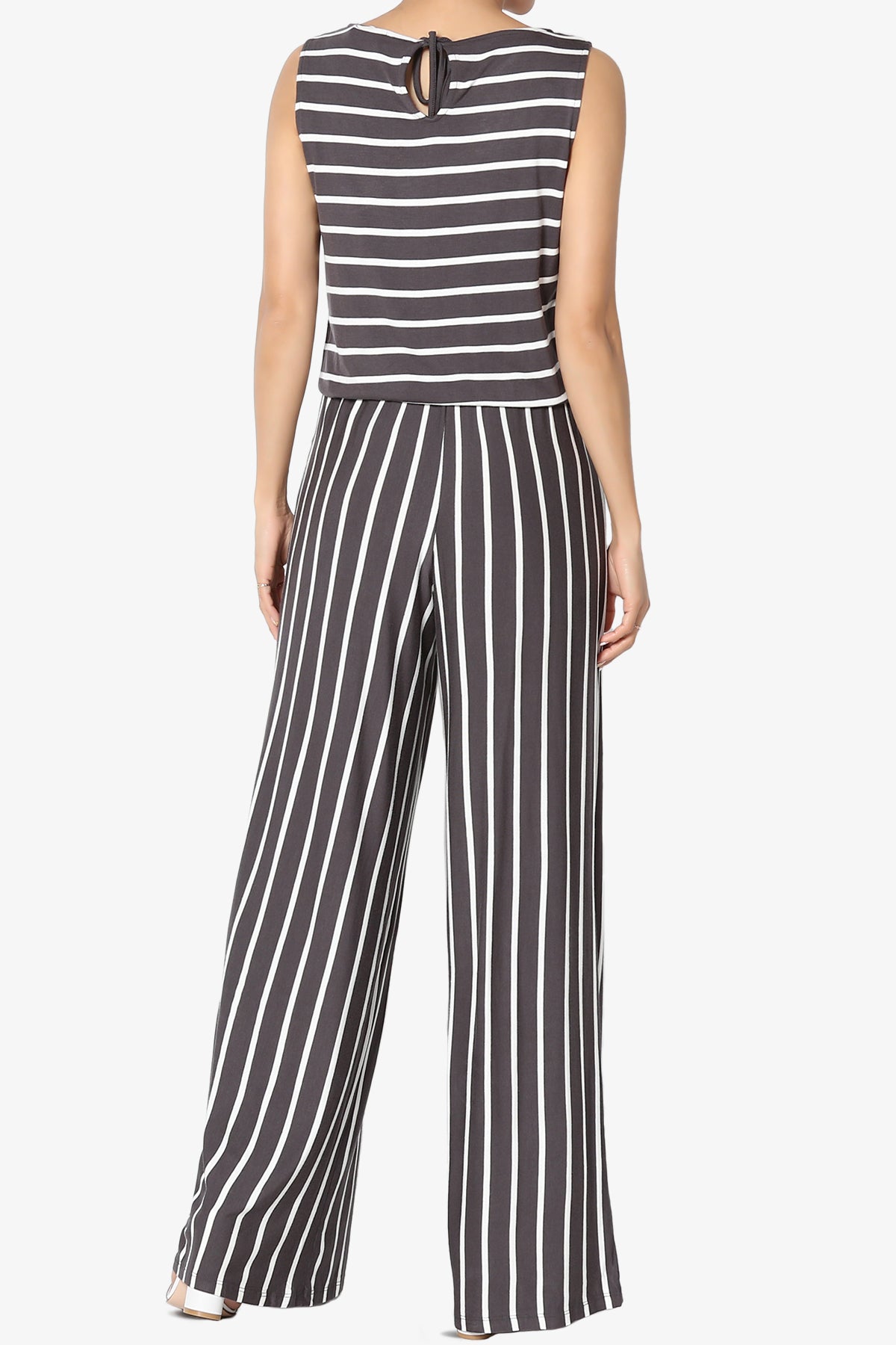 Petra Stripe Sleeveless Wide Leg Jumpsuit PLUS