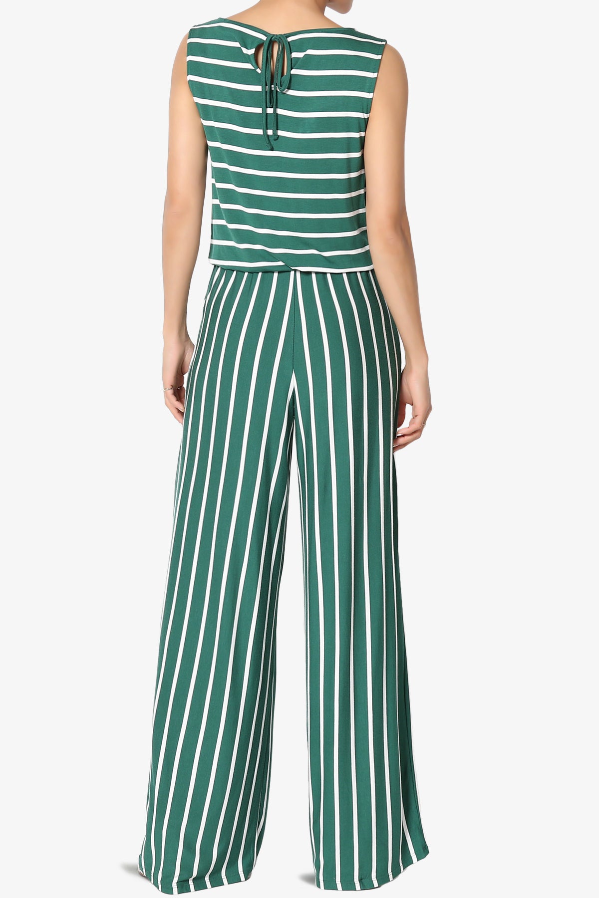 Petra Stripe Sleeveless Wide Leg Jumpsuit PLUS