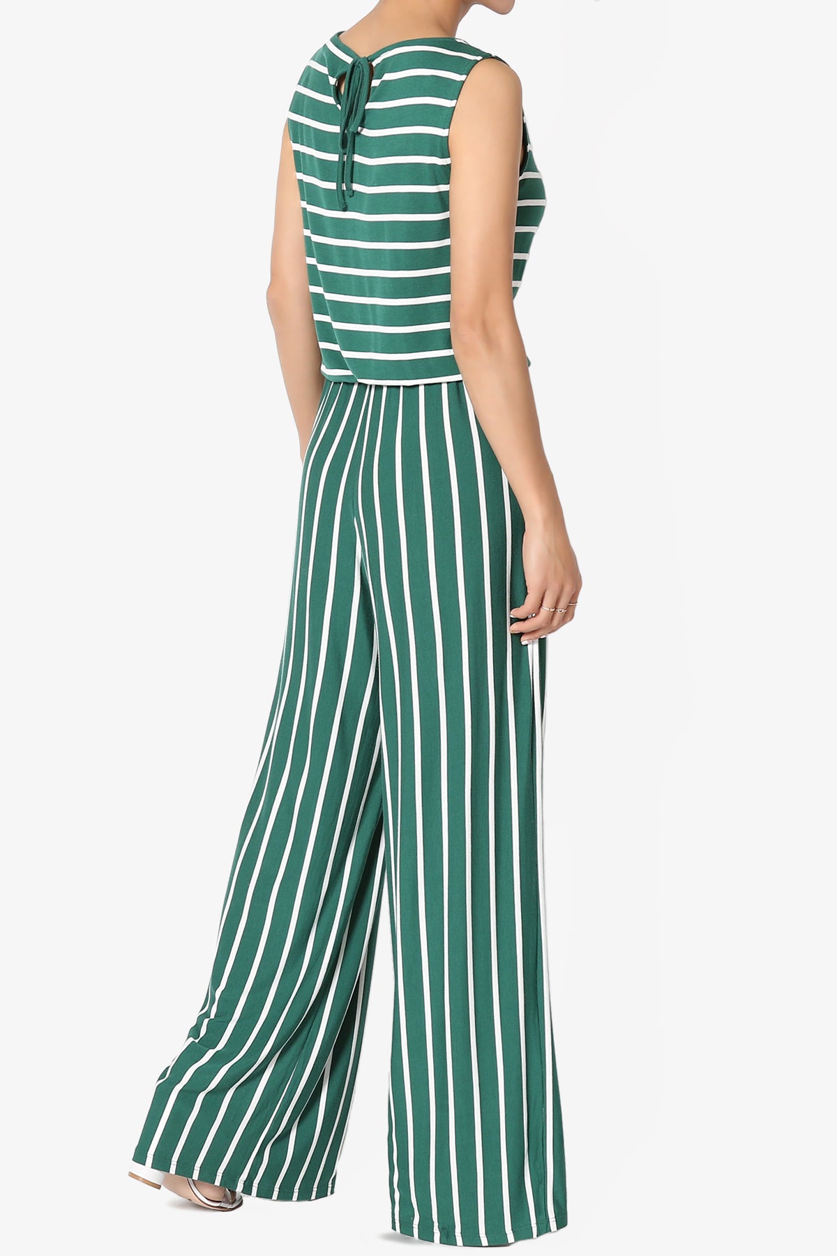Petra Stripe Sleeveless Wide Leg Jumpsuit PLUS