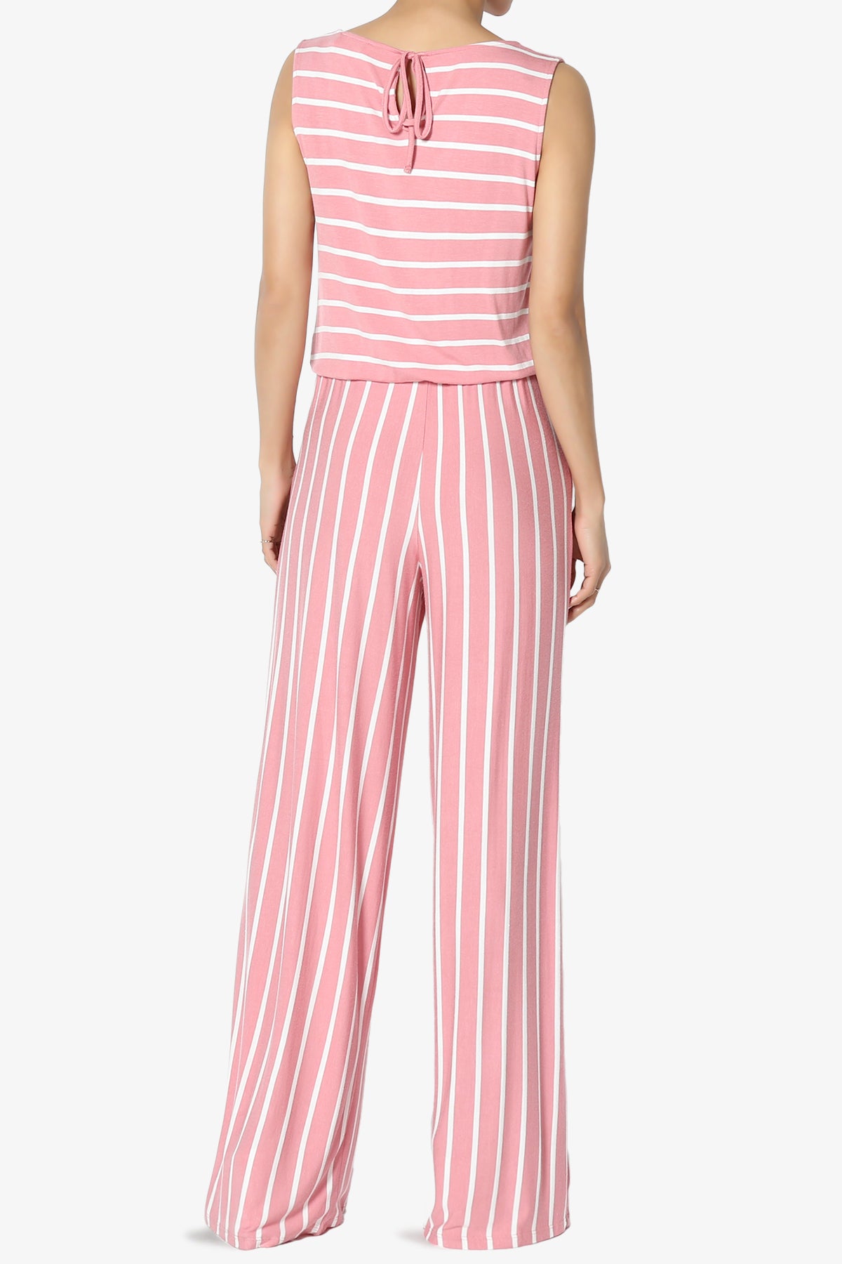 Petra Stripe Sleeveless Wide Leg Jumpsuit PLUS