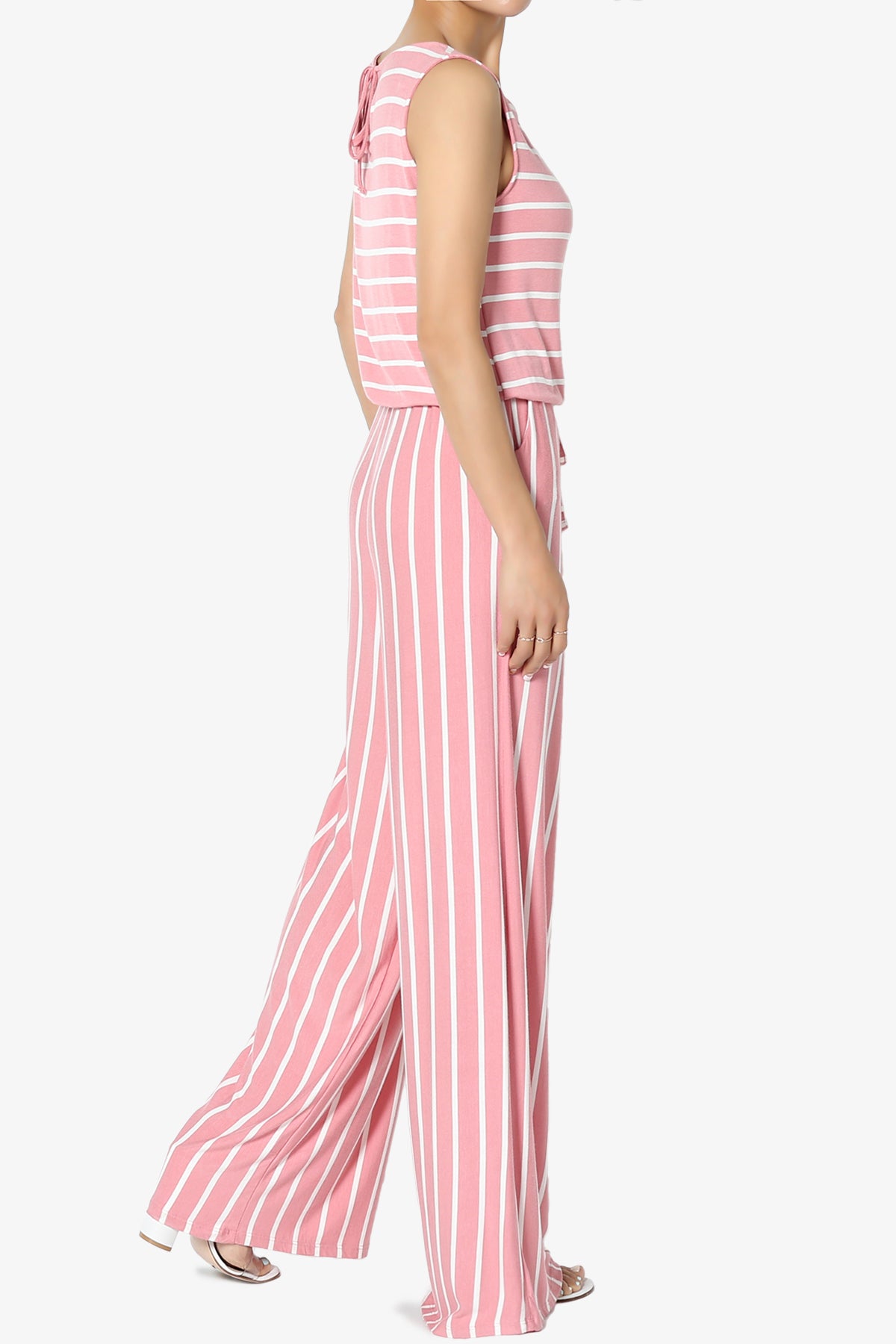 Petra Stripe Sleeveless Wide Leg Jumpsuit PLUS