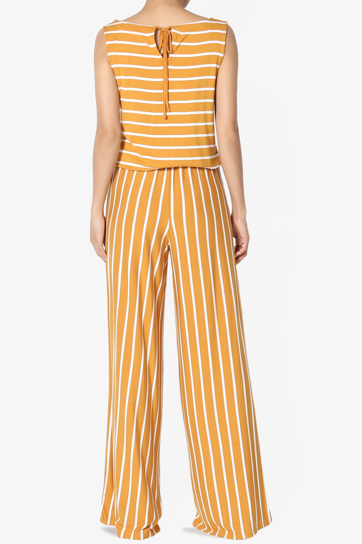Petra Stripe Sleeveless Wide Leg Jumpsuit PLUS