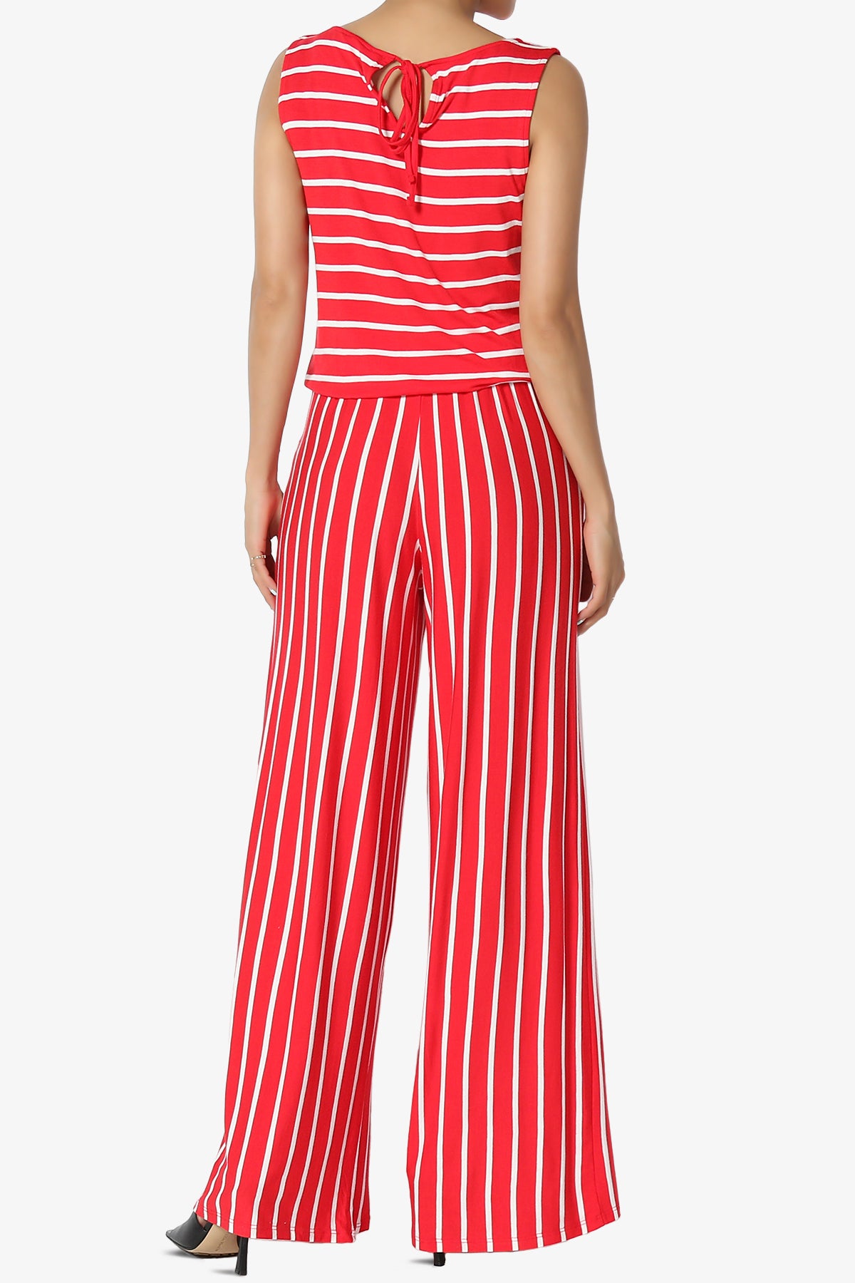 Petra Stripe Sleeveless Wide Leg Jumpsuit PLUS