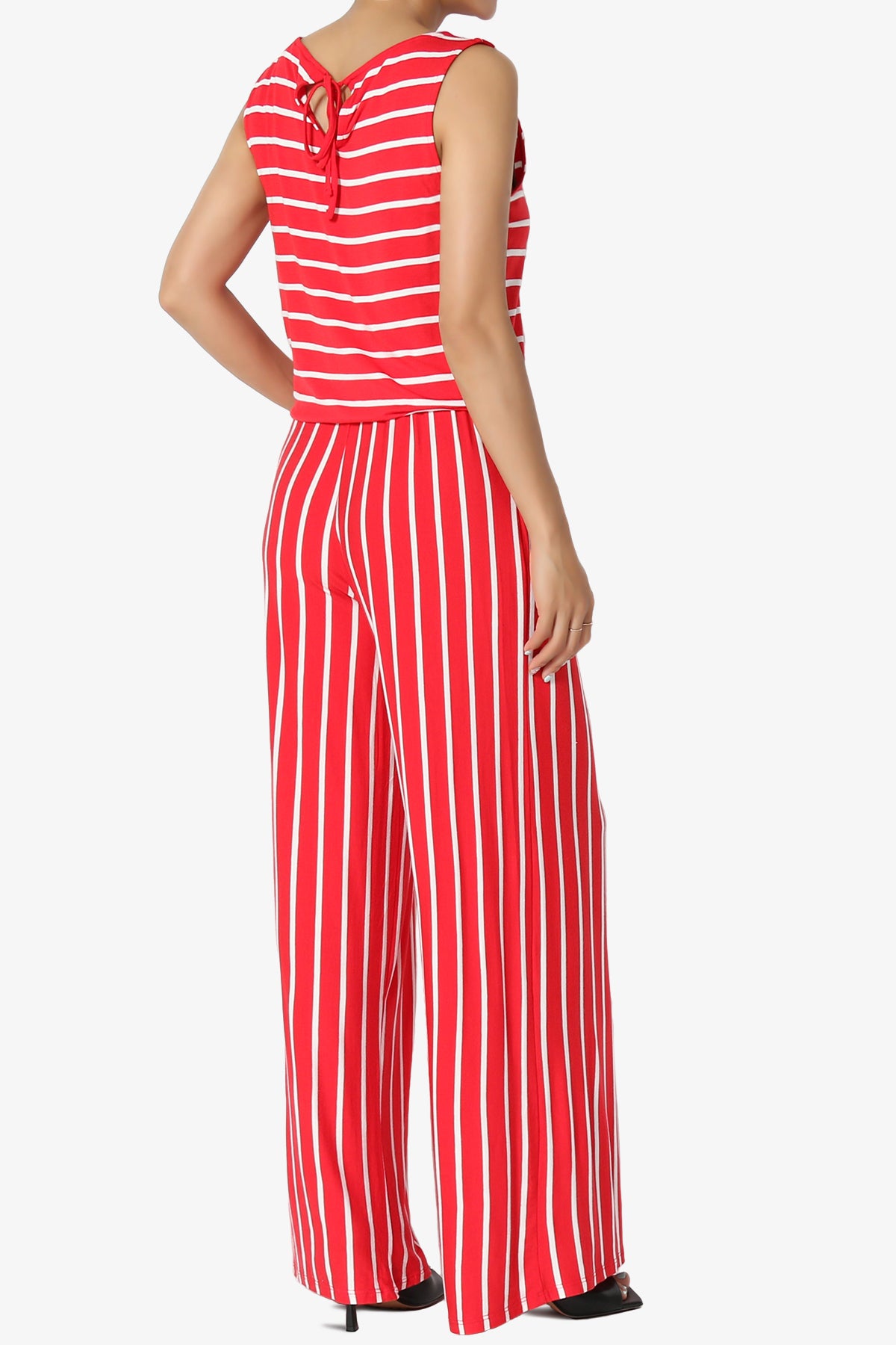 Petra Stripe Sleeveless Wide Leg Jumpsuit PLUS